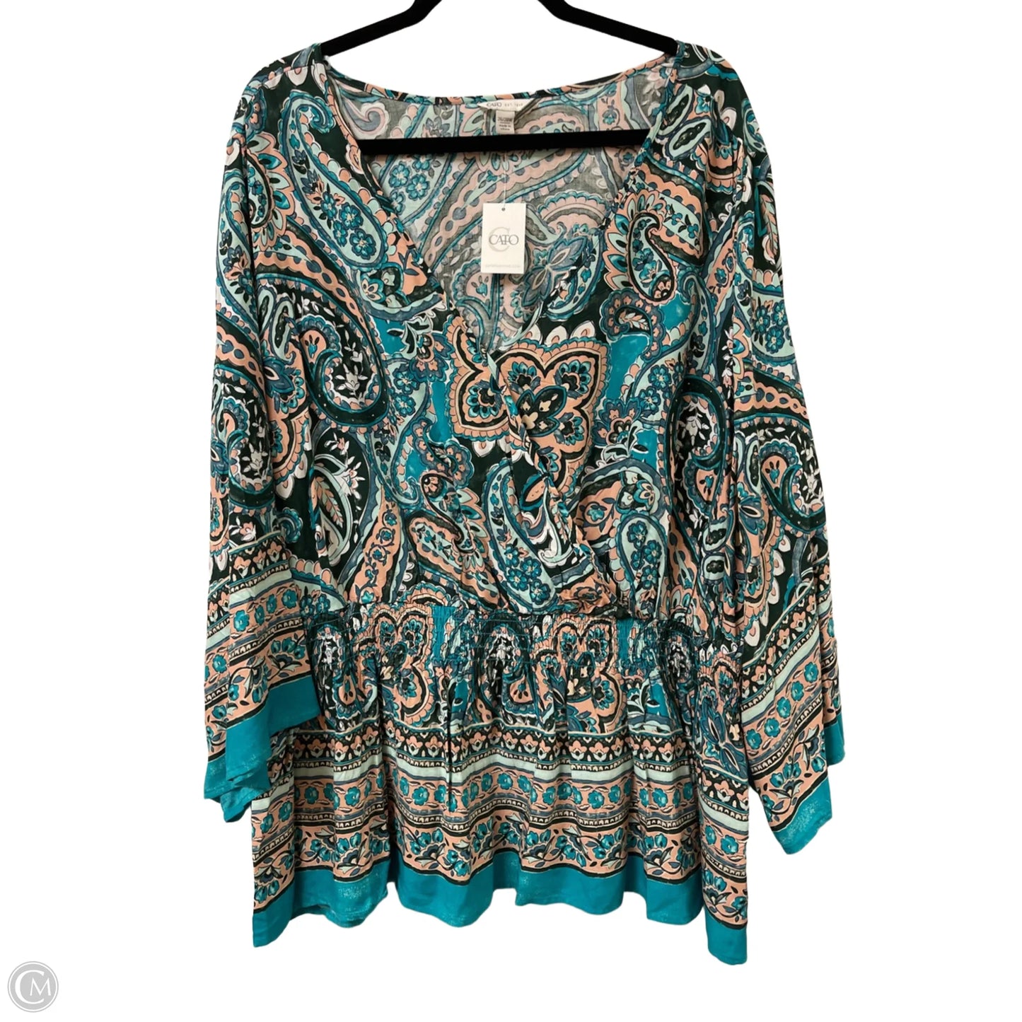 Top Long Sleeve By Cato In Teal, Size: 4x