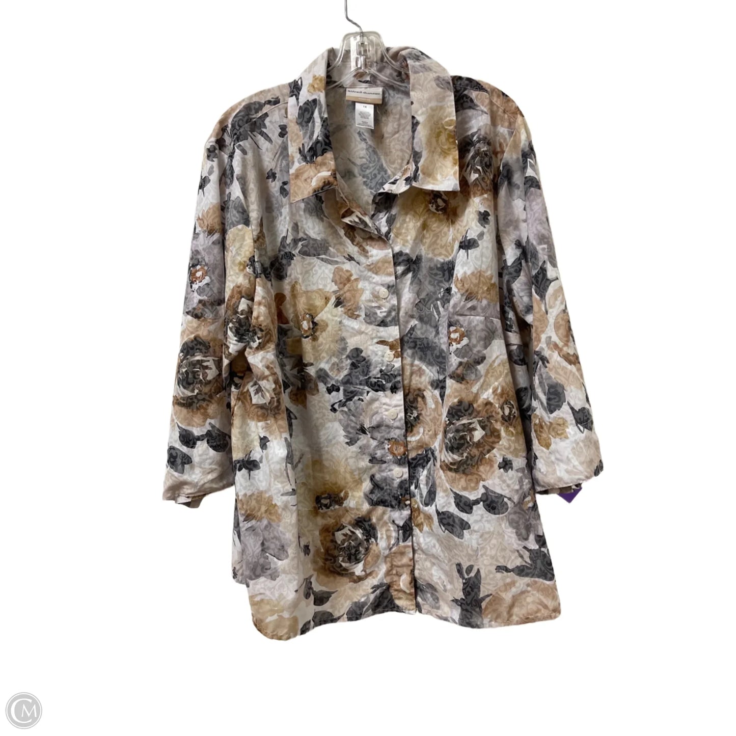 Blouse Long Sleeve By Alfred Dunner In Black & Cream, Size: 1x
