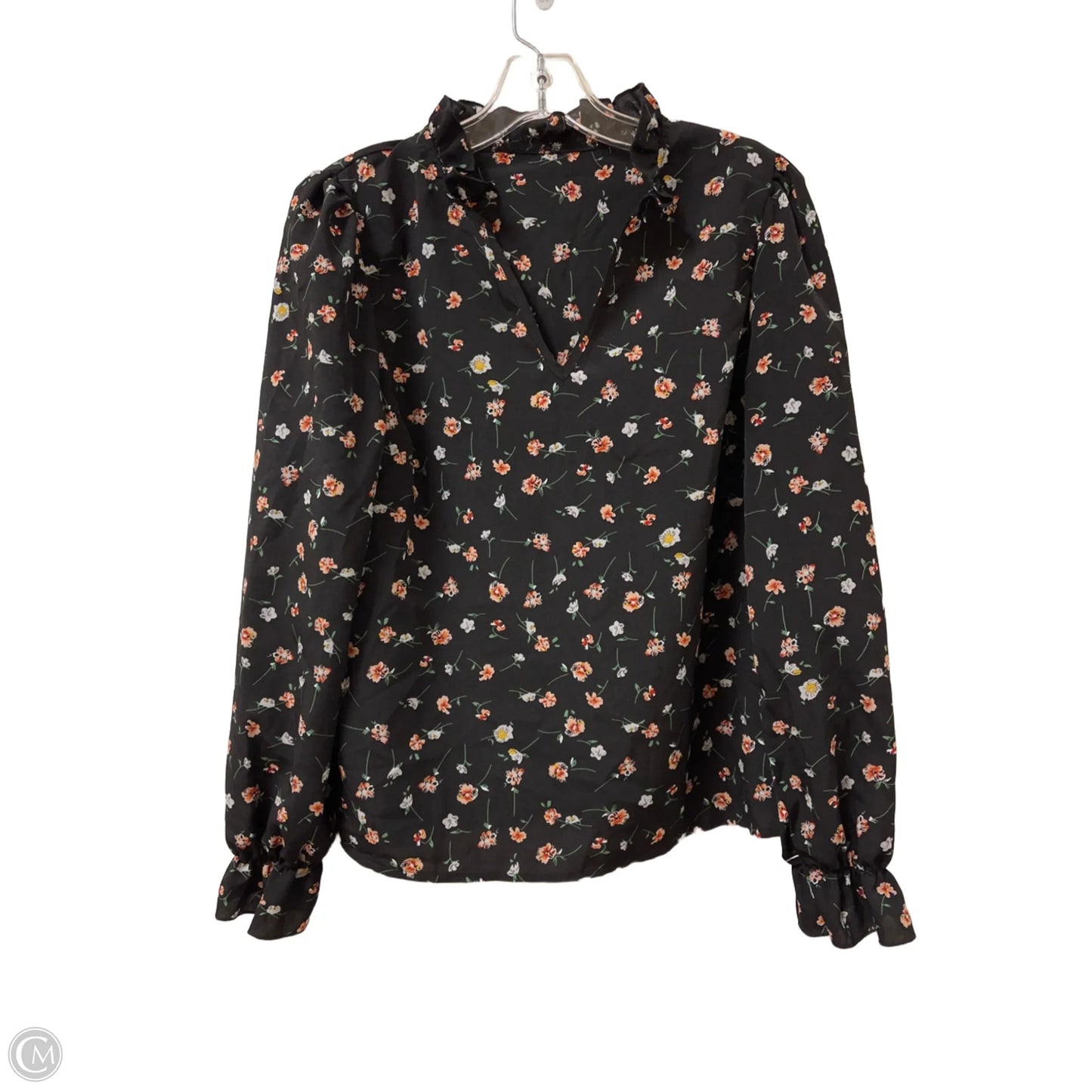 Top Long Sleeve By Shein In Floral Print, Size: M