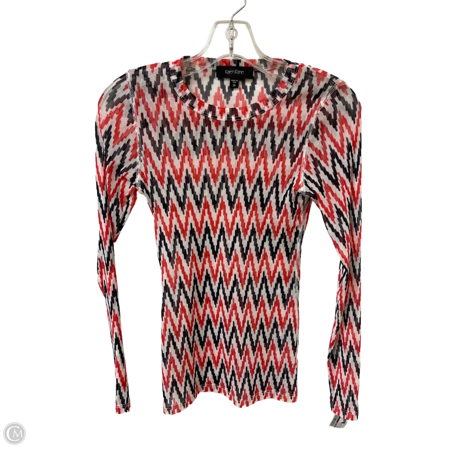 Top Long Sleeve By Karen Kane In Black & Red, Size: Xs