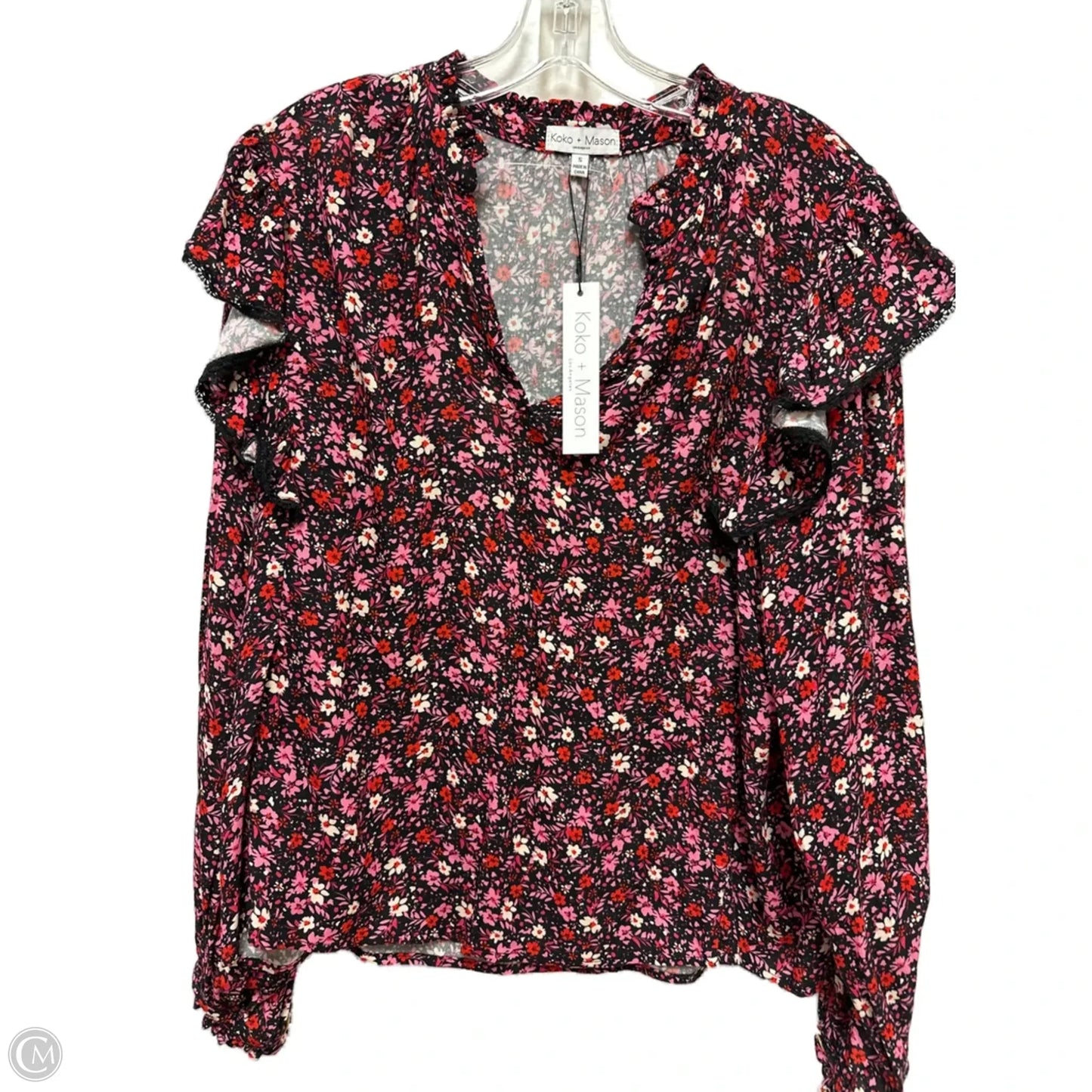 Top Long Sleeve By Clothes Mentor In Black & Pink, Size: S