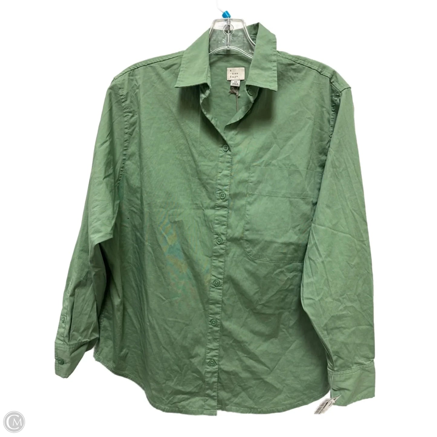 Blouse Long Sleeve By A New Day In Green, Size: Xs