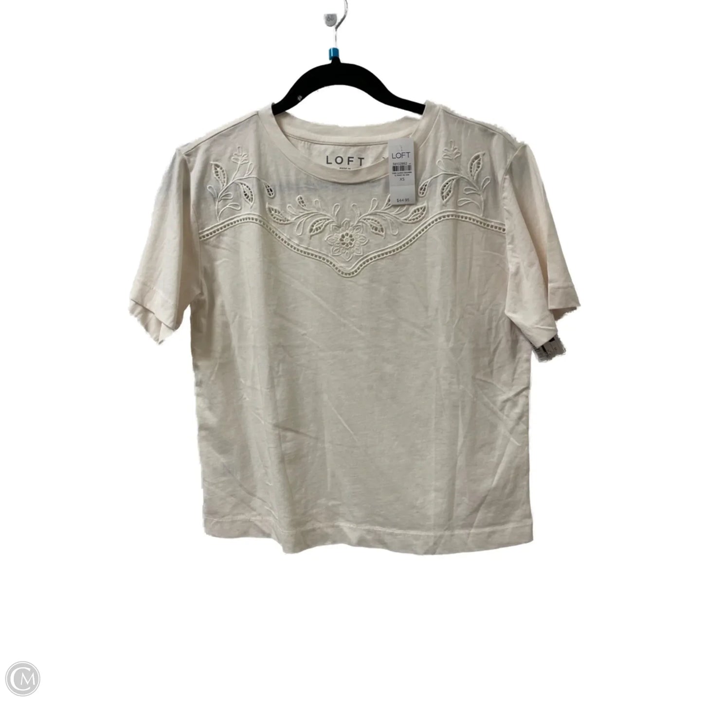 Top Short Sleeve By Loft In Cream, Size: Xs