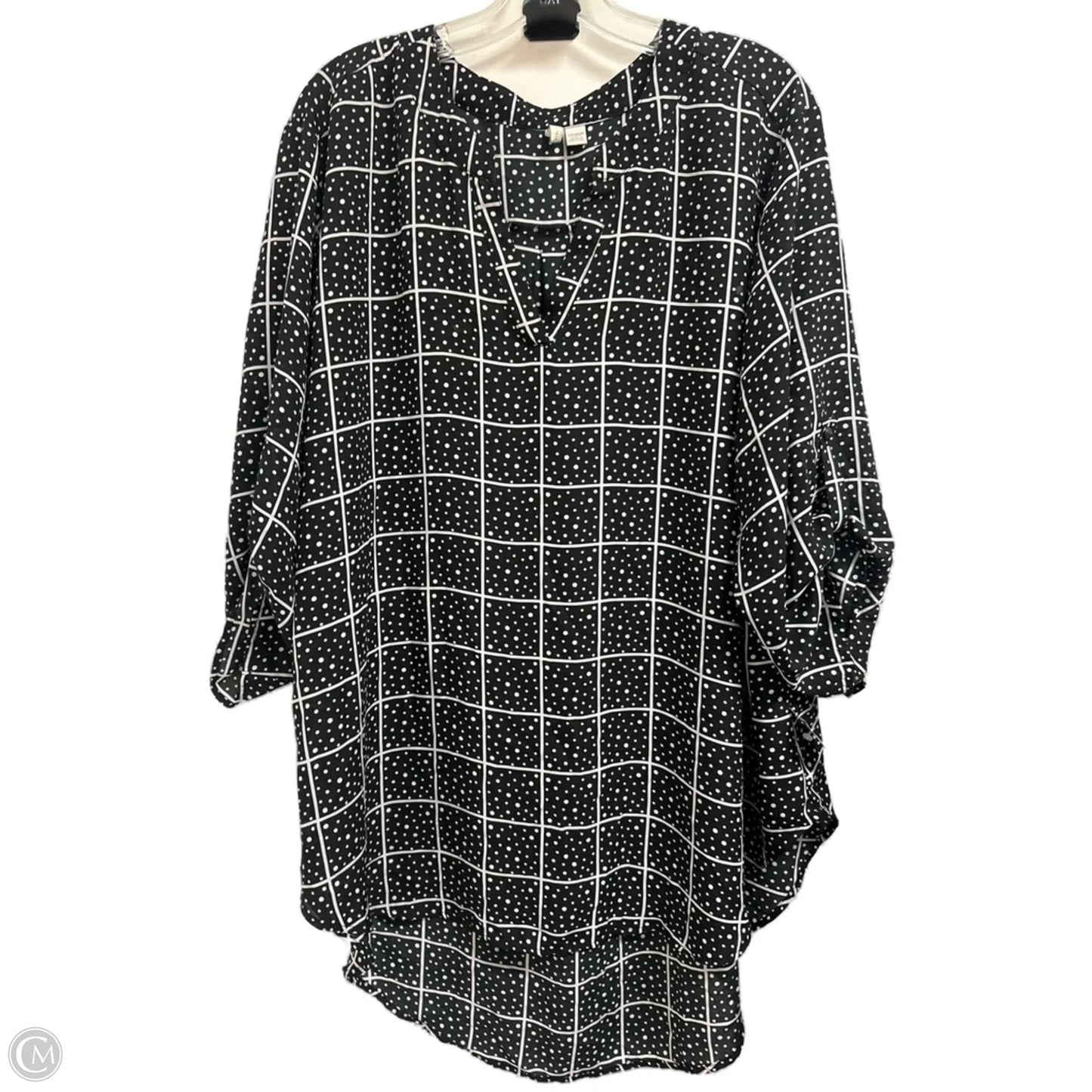 Top Long Sleeve By Cato In Black & White, Size: 3x