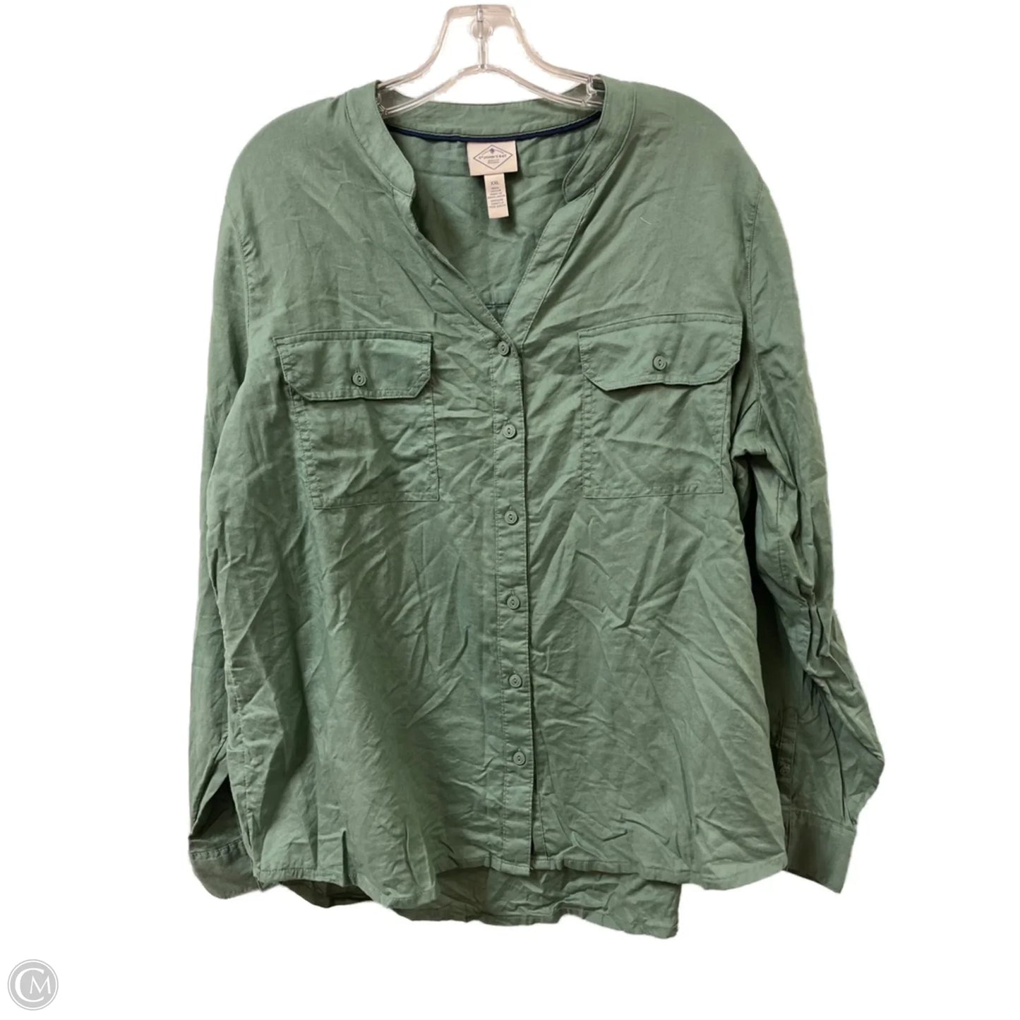 Blouse Long Sleeve By St Johns Bay In Green, Size: 1x