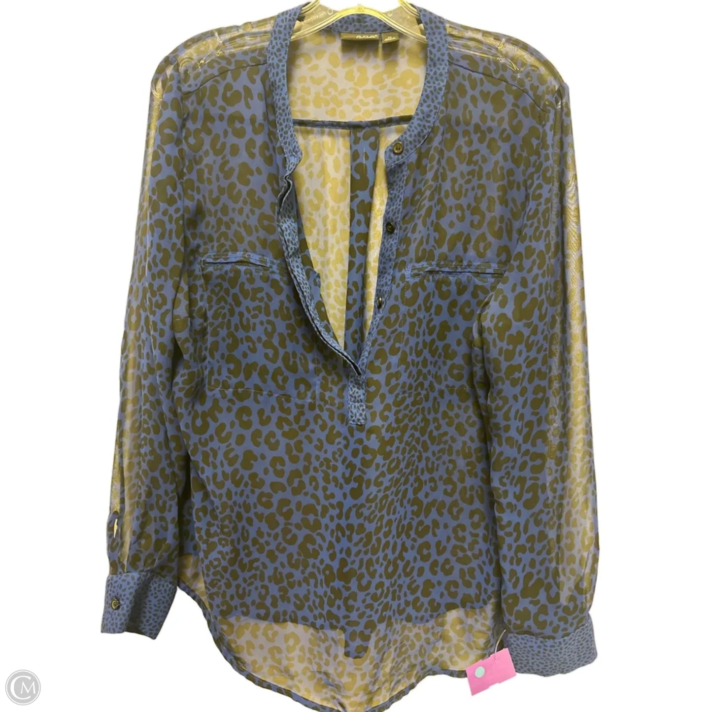 Blouse Long Sleeve By Ana In Black & Blue, Size: Xl