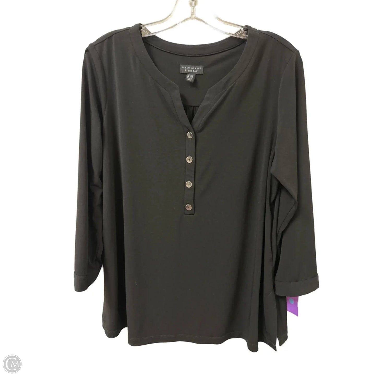 Top Long Sleeve By Susan Graver In Black, Size: Lp