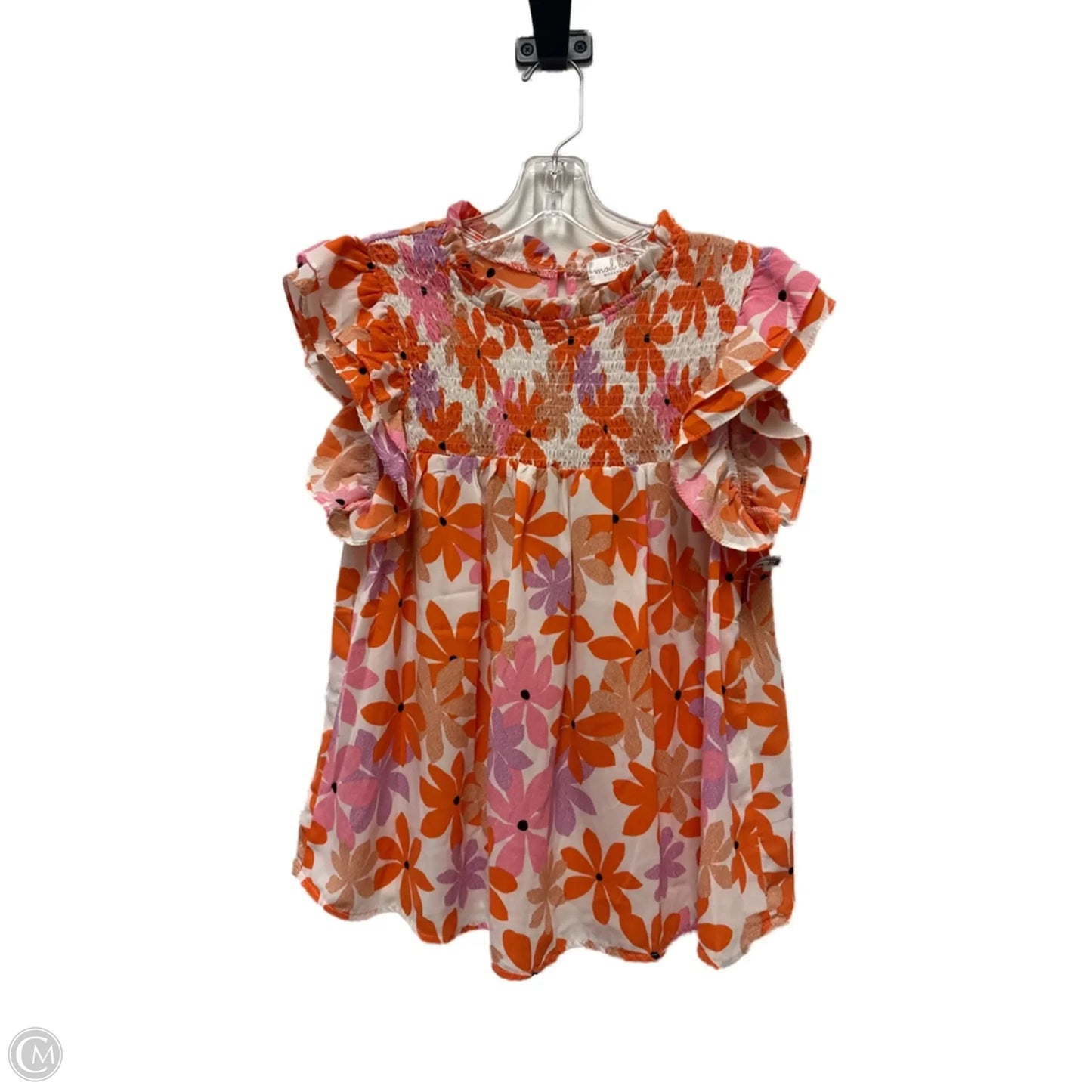 Top Short Sleeve By Clothes Mentor In Orange & White, Size: S