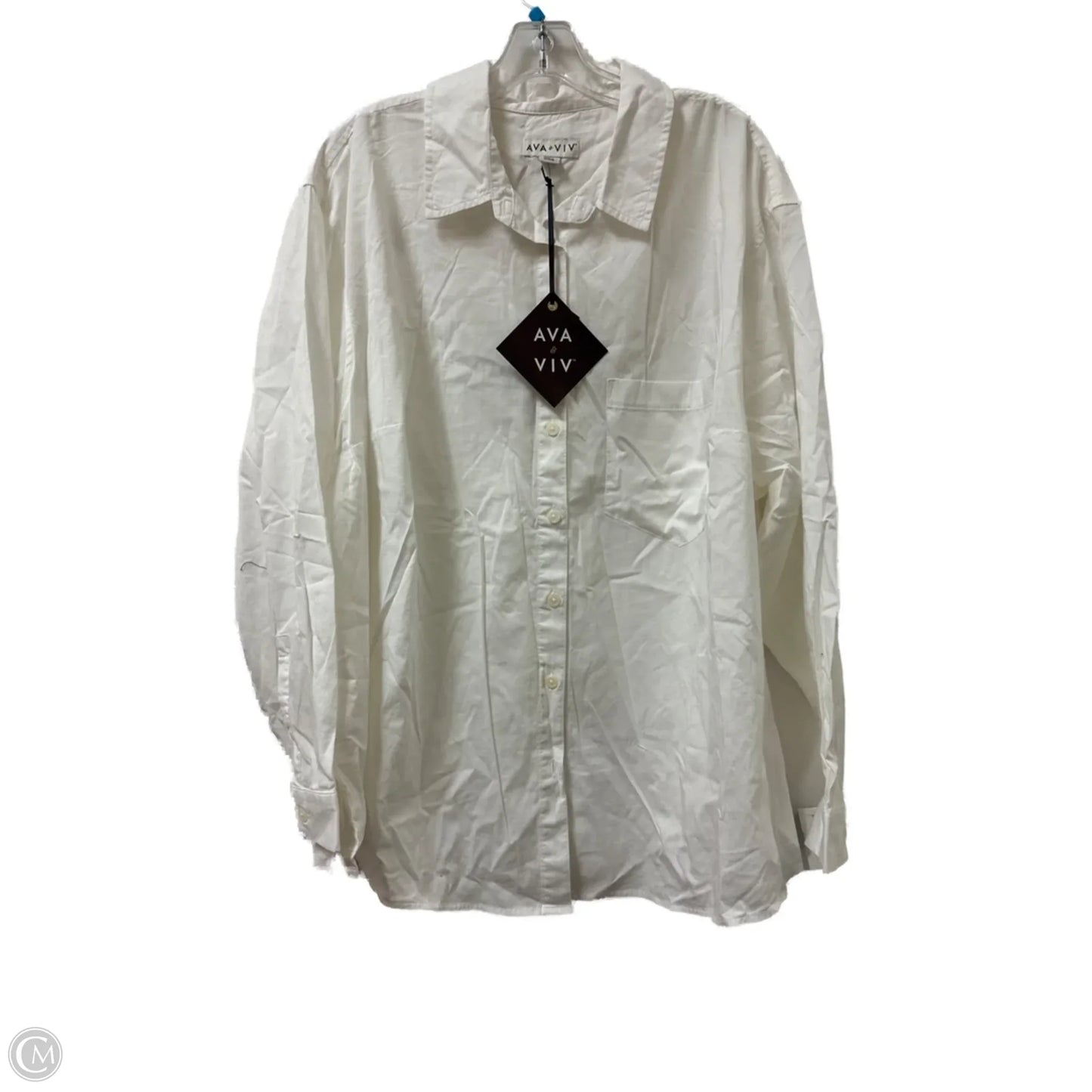 Blouse Long Sleeve By Ava & Viv In White, Size: 1x