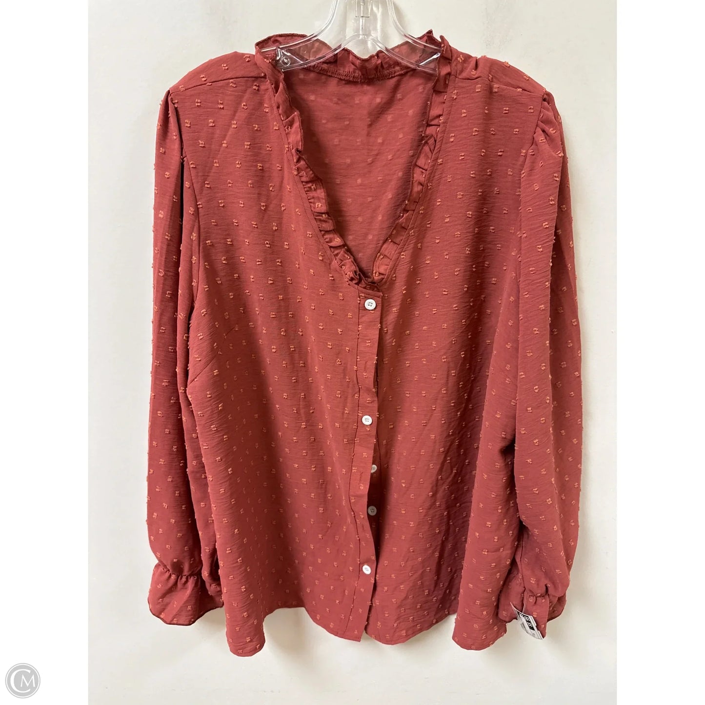 Top Long Sleeve By Shein In Red, Size: 3x