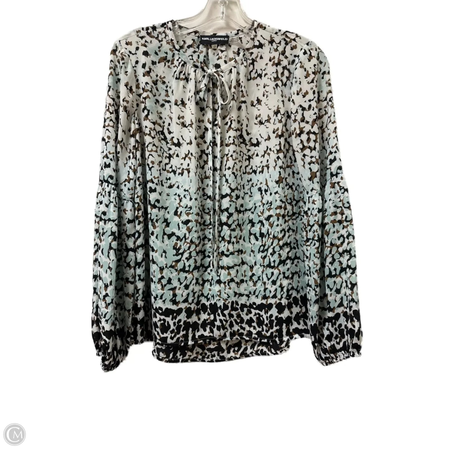 Top Long Sleeve Designer By Karl Lagerfeld In Black & Blue, Size: Xs