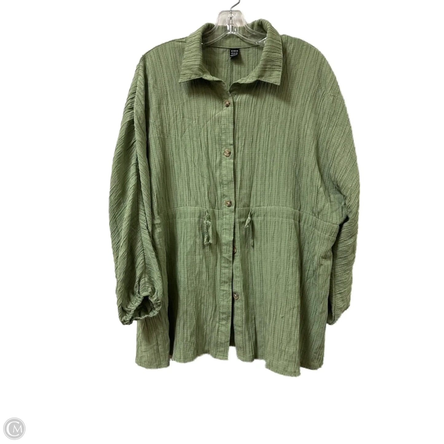 Blouse Long Sleeve By Shein In Green, Size: L
