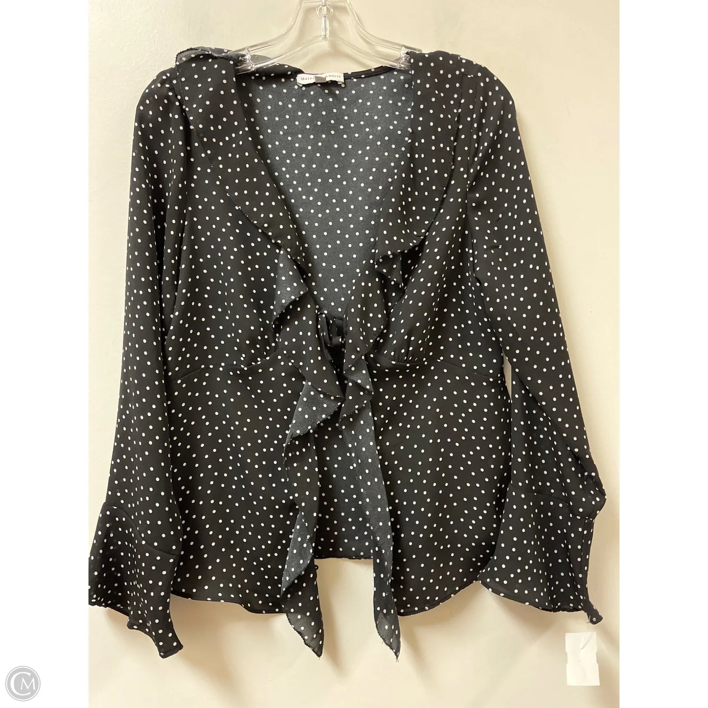 Blouse Long Sleeve By Clothes Mentor In Polkadot Pattern, Size: M