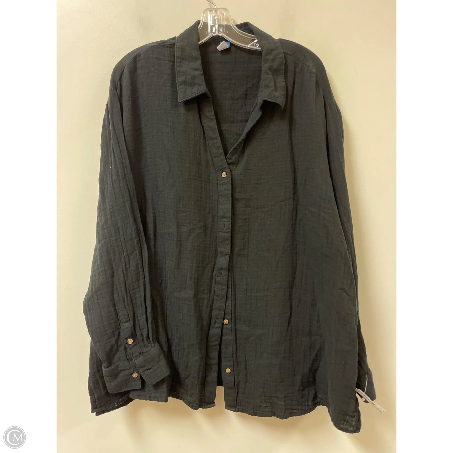 Blouse Long Sleeve By Old Navy In Black, Size: Xl
