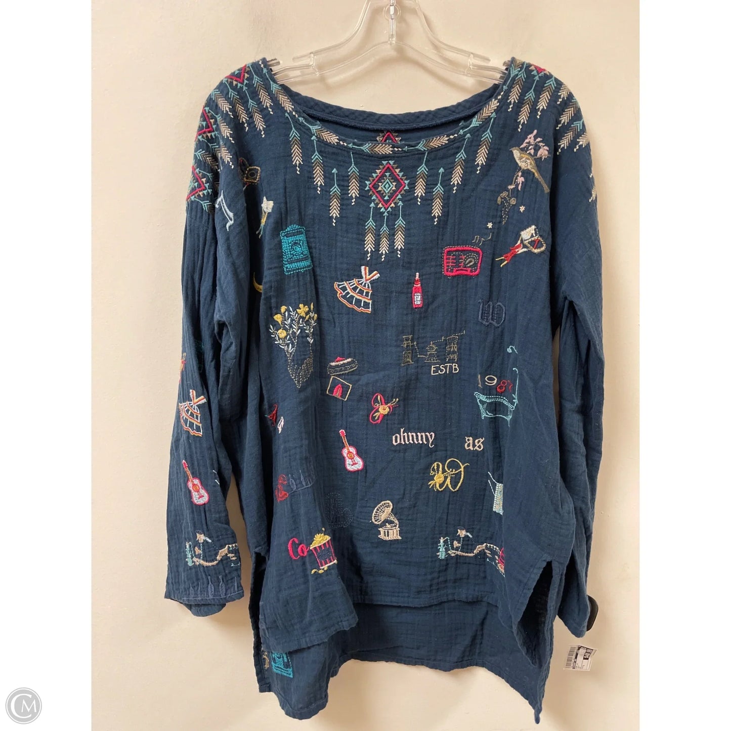 Top Long Sleeve By Johnny Was In Navy, Size: S