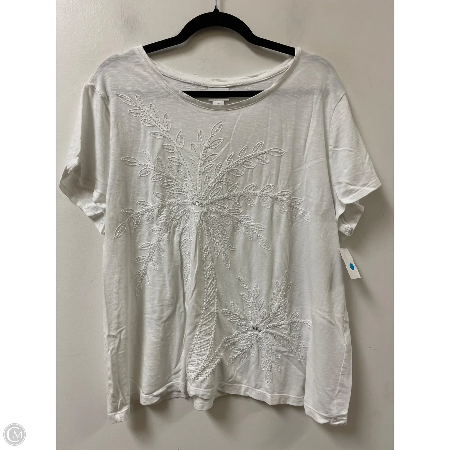 Top Short Sleeve By Chicos In White, Size: Xl