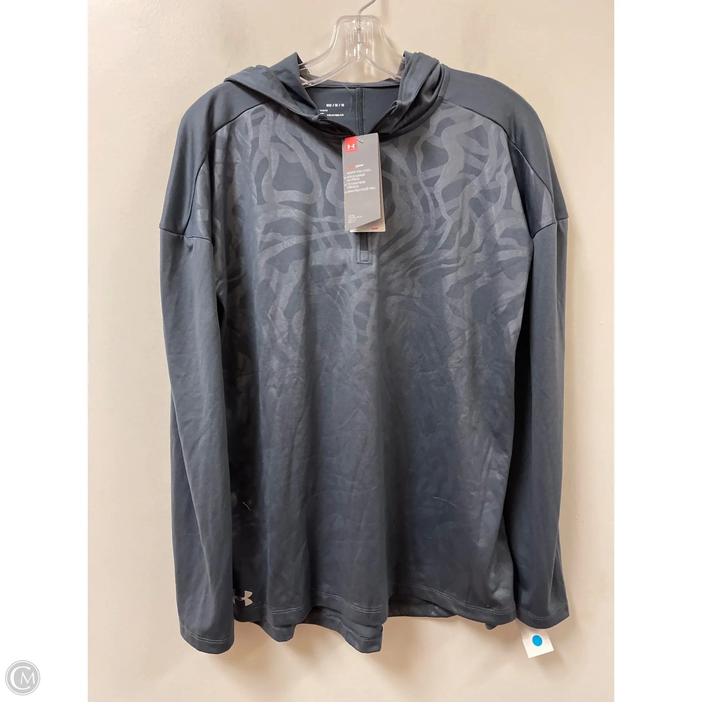 Athletic Top Long Sleeve Hoodie By Under Armour In Grey, Size: M