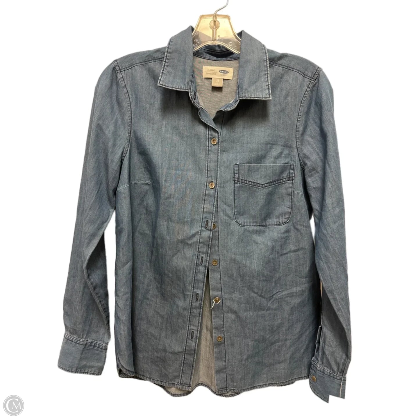 Blouse Long Sleeve By Old Navy In Blue, Size: Xs