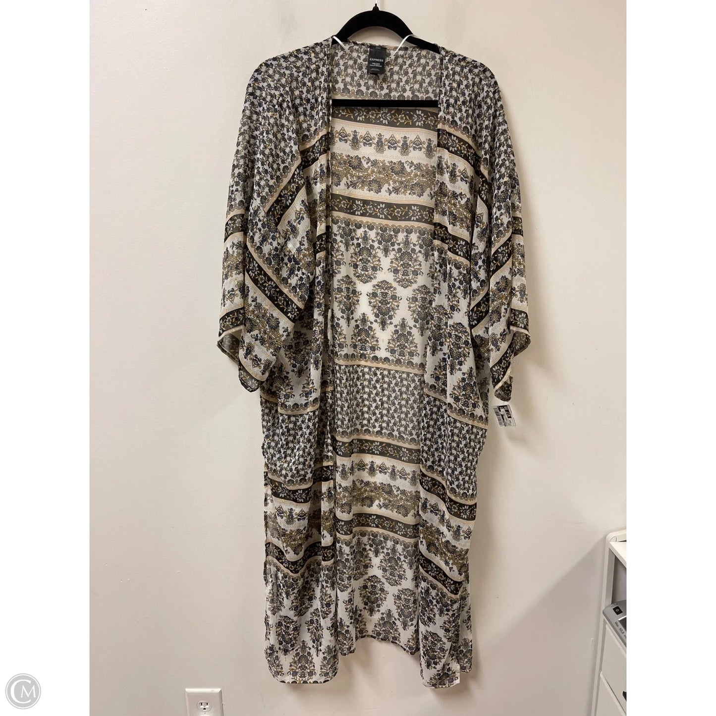 Kimono By Express In Blue & Cream, Size: Osfm