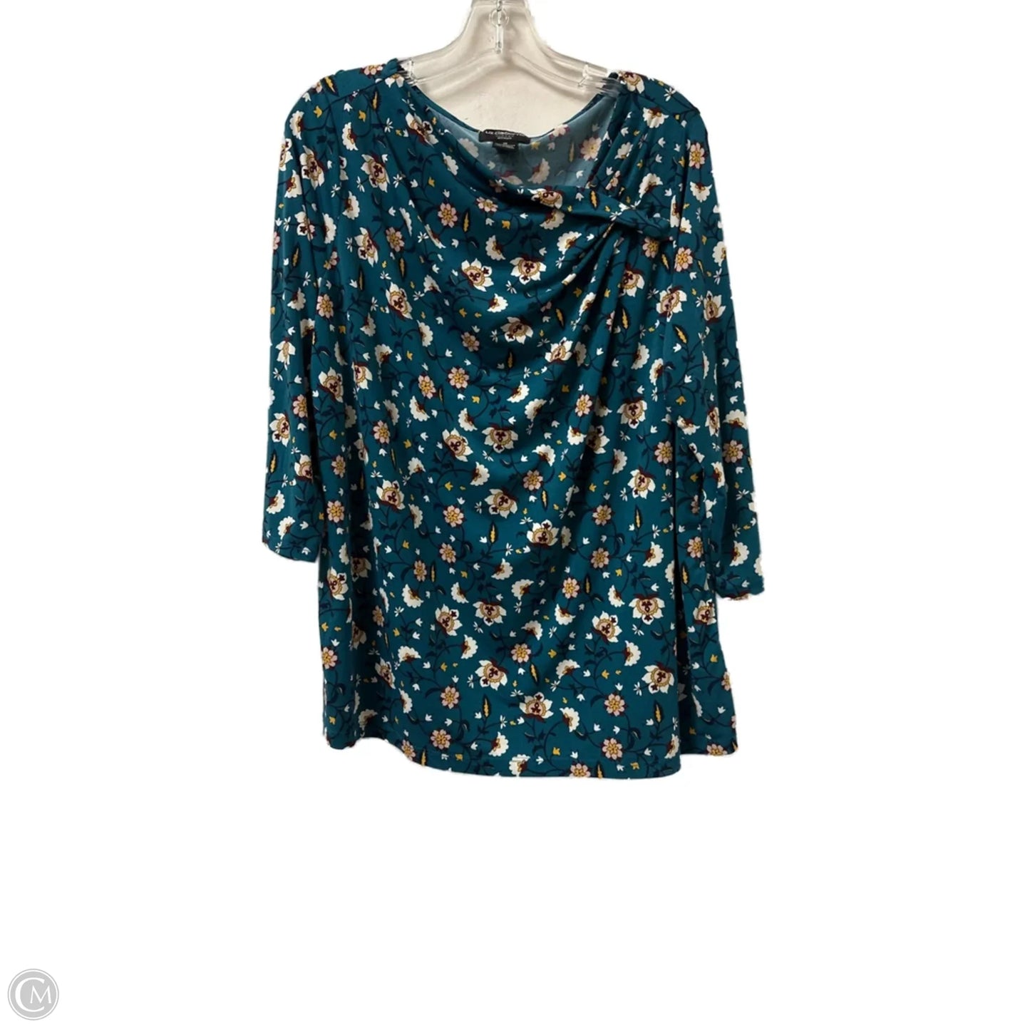 Top Long Sleeve By Liz Claiborne In Teal, Size: 1x