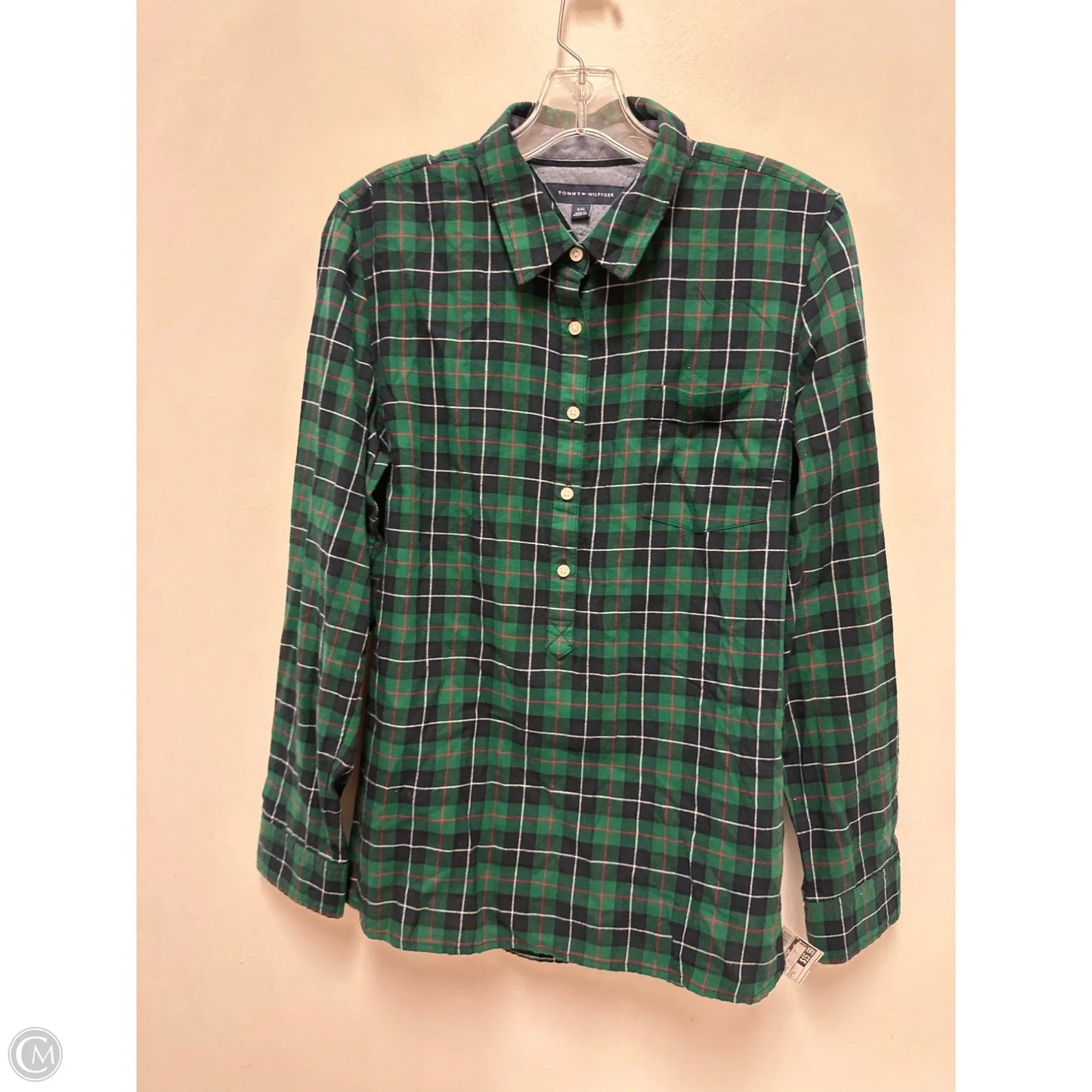 Blouse Long Sleeve By Tommy Hilfiger In Green, Size: L