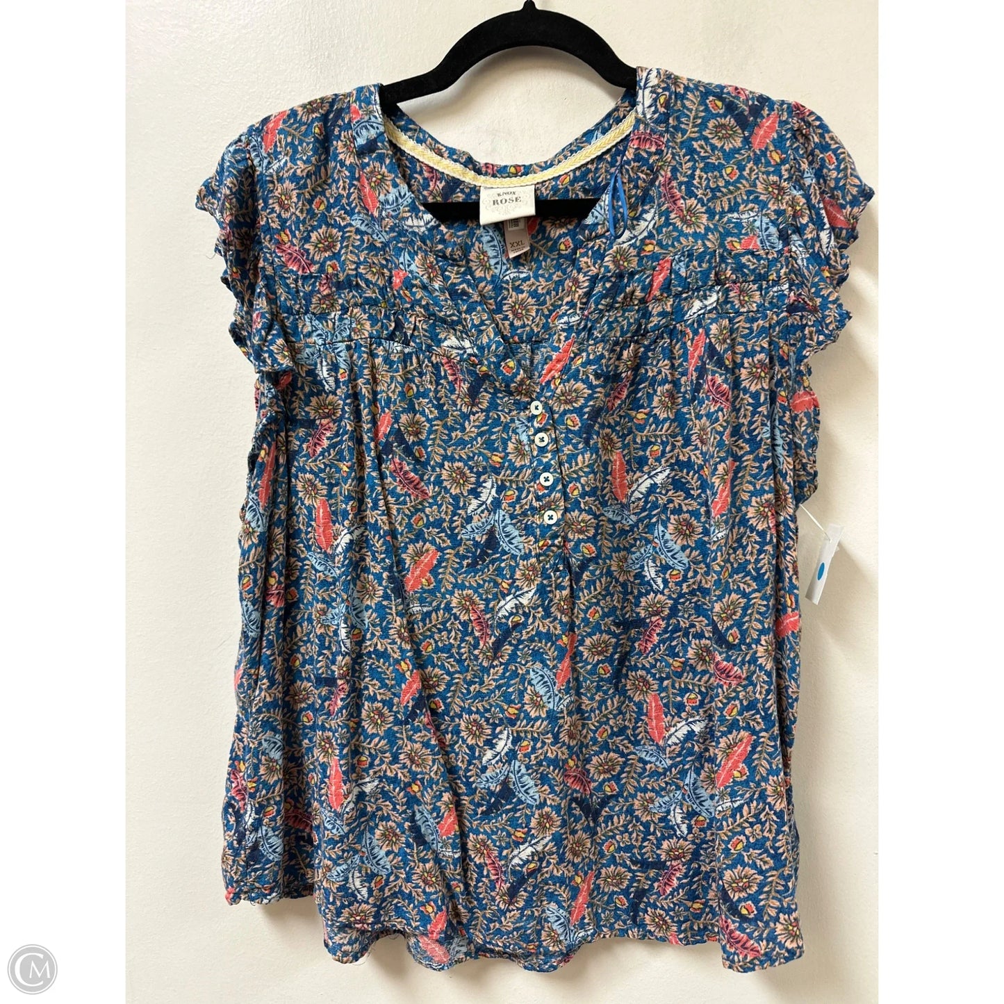 Top Short Sleeve By Knox Rose In Blue, Size: 1x