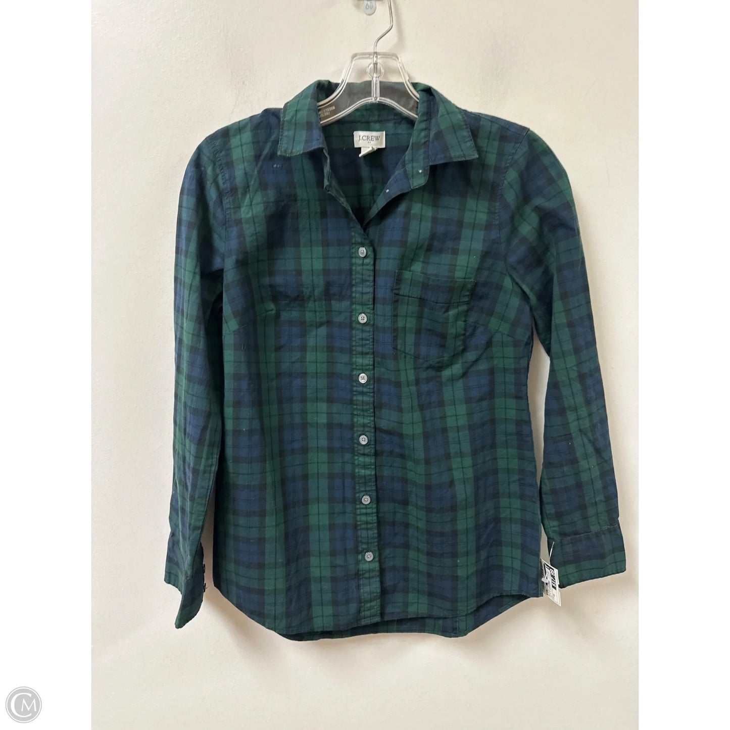 Blouse Long Sleeve By J. Crew In Blue & Green, Size: Xs