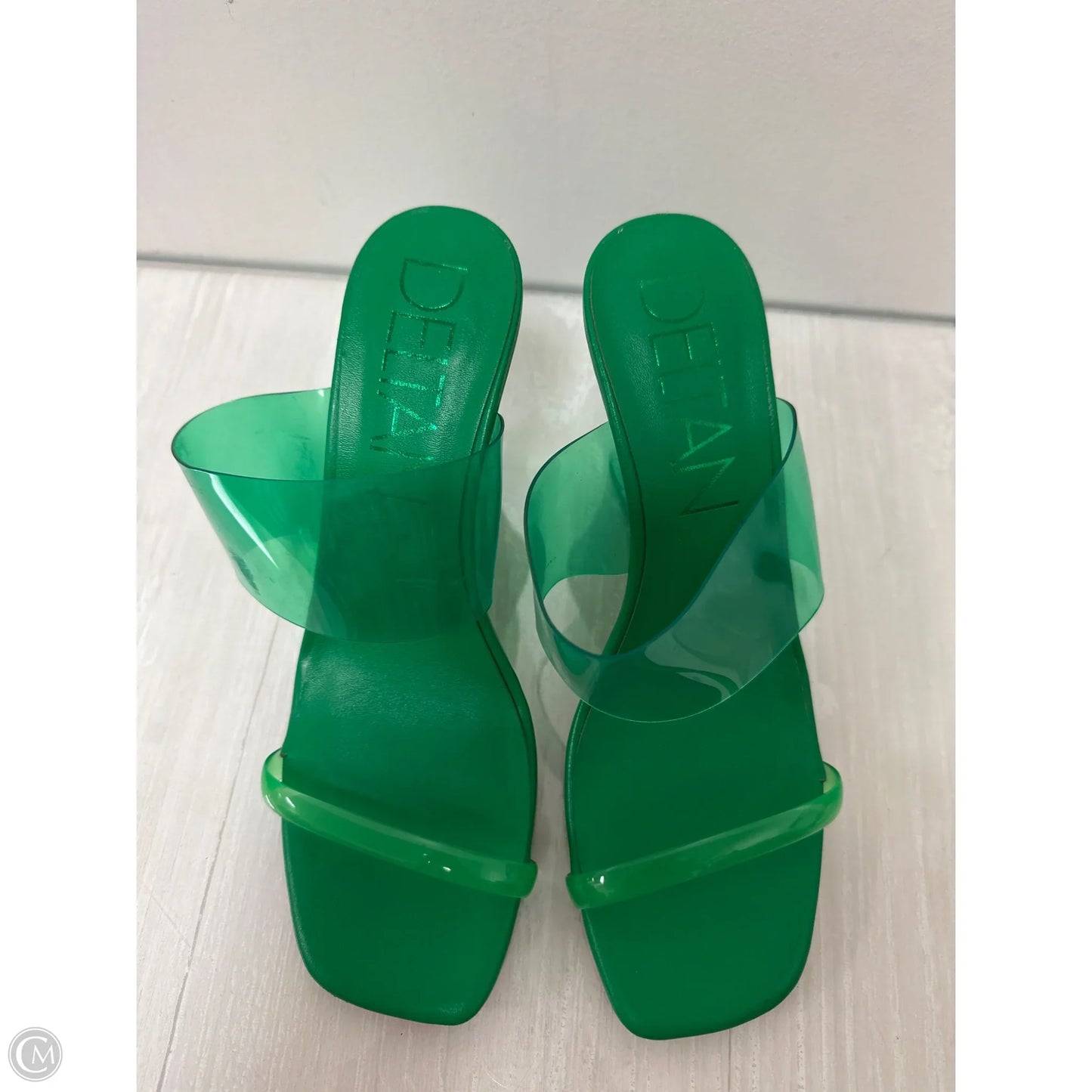 Sandals Heels Wedge By Clothes Mentor In Green, Size: 8.5