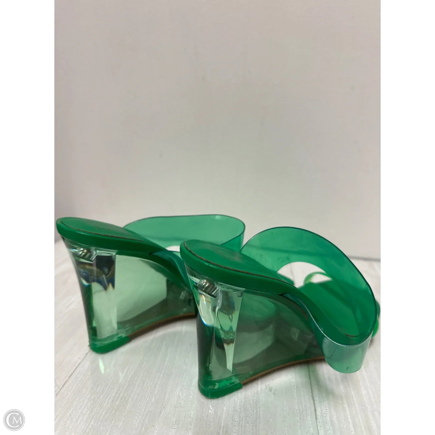 Sandals Heels Wedge By Clothes Mentor In Green, Size: 8.5