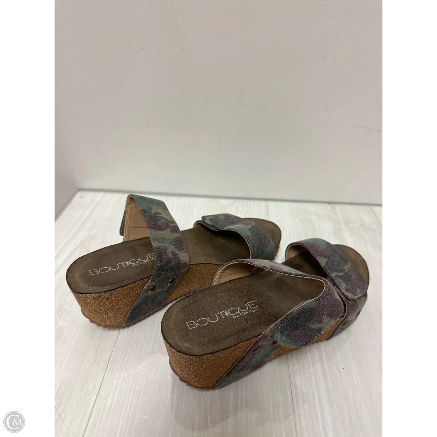 Sandals Heels Wedge By Boutique + In Camouflage Print, Size: 9