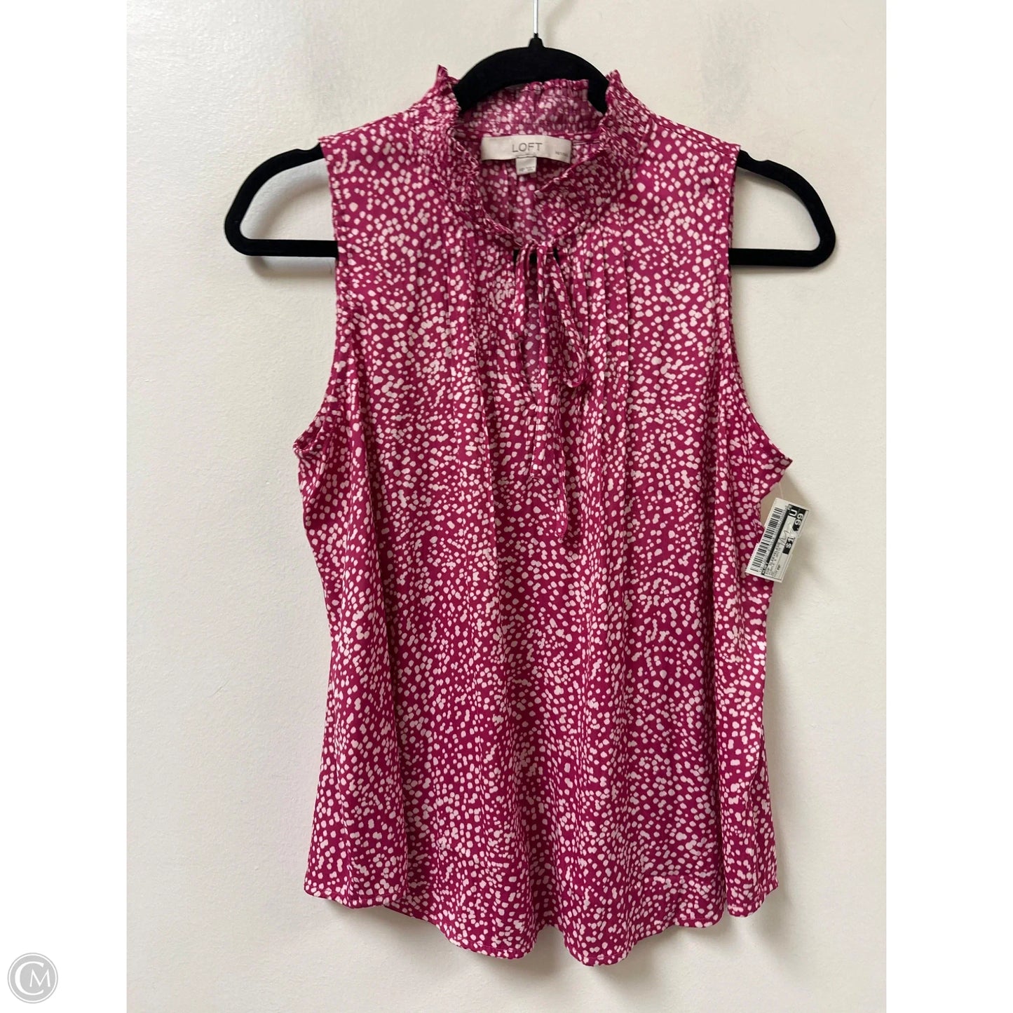 Top Sleeveless By Loft In Purple & White, Size: Mp