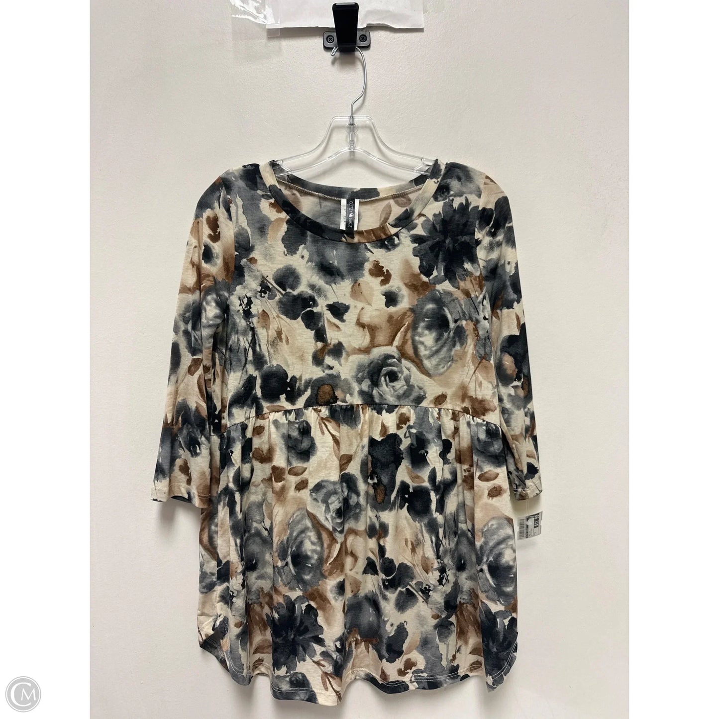 Tunic Long Sleeve By Glitzy Girlz In Black & Brown, Size: S