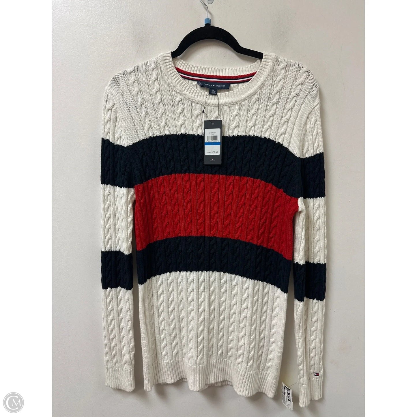 Sweater By Tommy Hilfiger In Blue & Red & White, Size: Xl