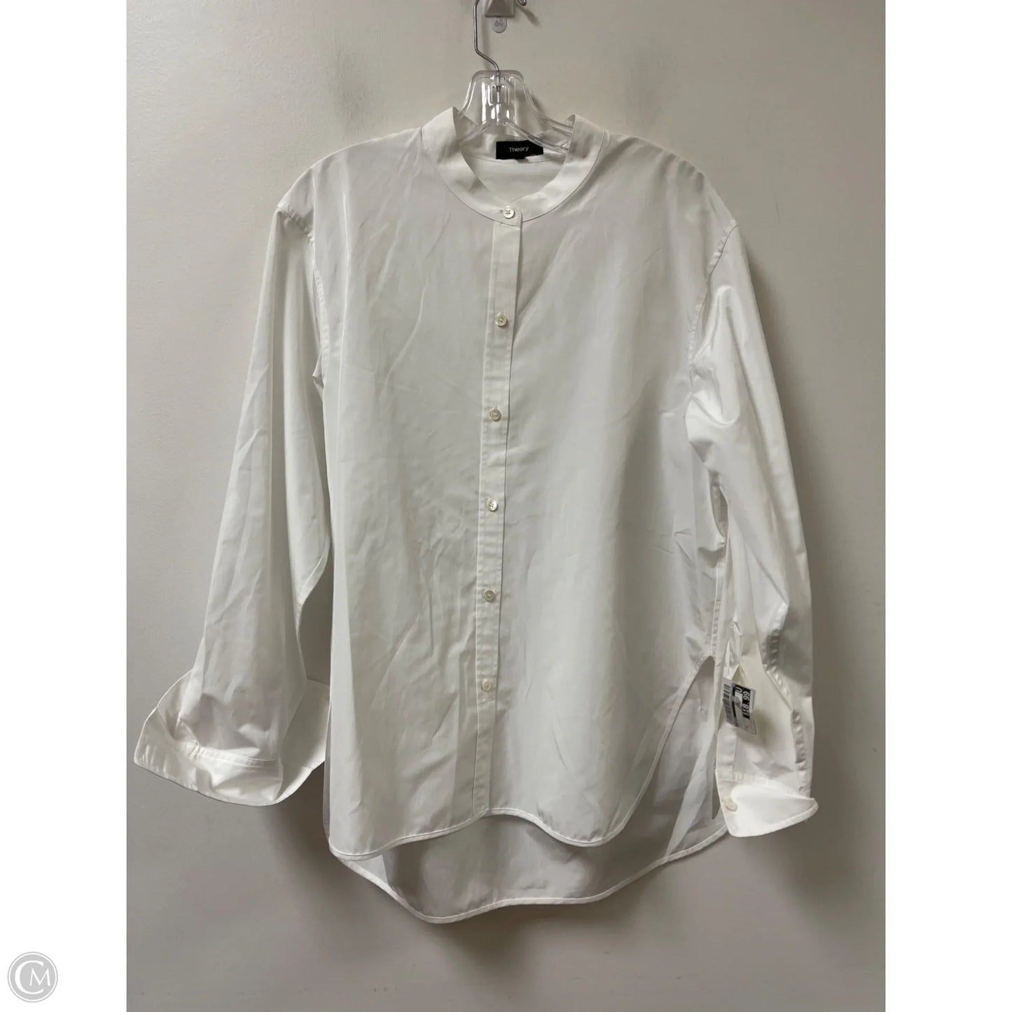 Top Long Sleeve By Theory In White, Size: L