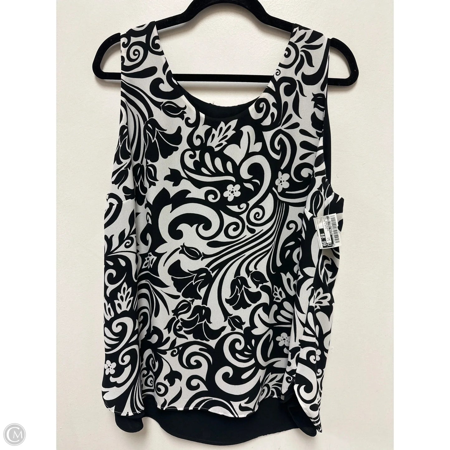 Top Sleeveless By Clothes Mentor In Black & White, Size: L