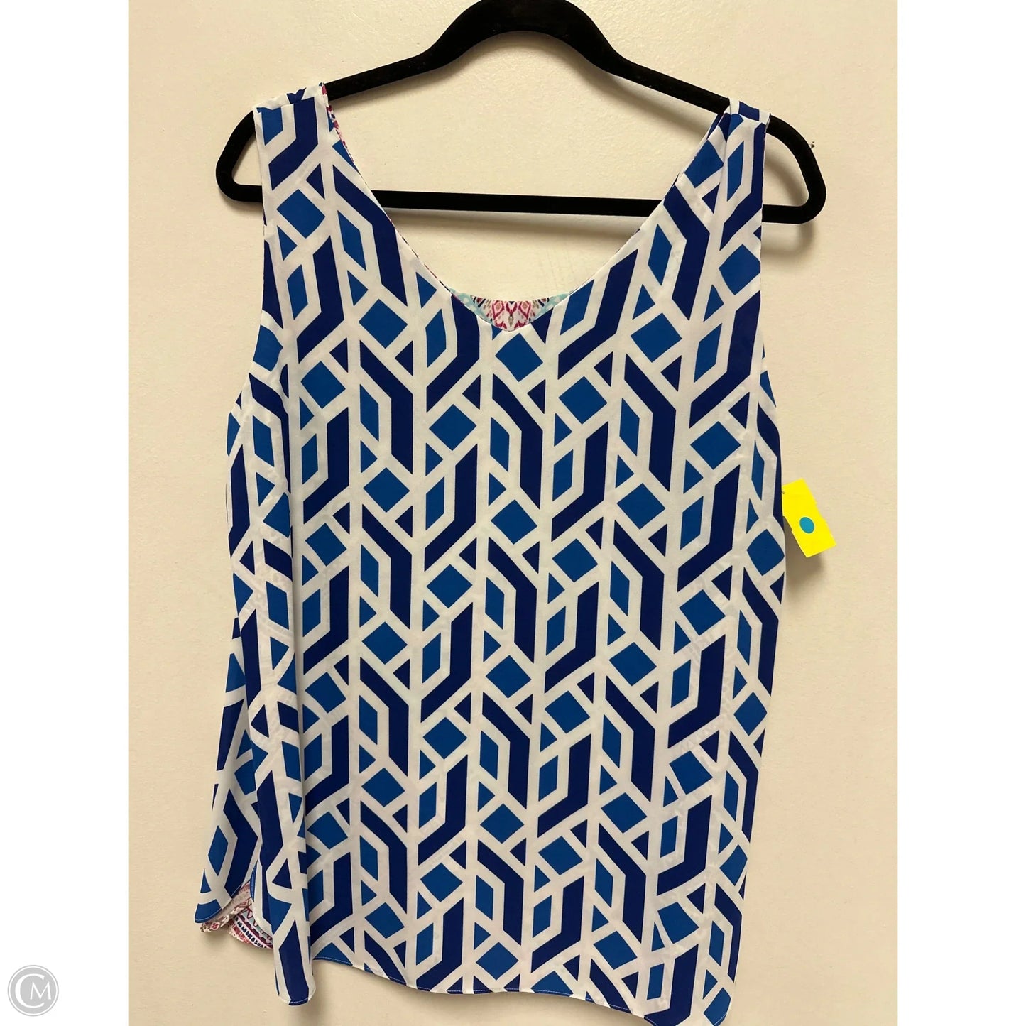 Top Sleeveless By Clothes Mentor In Blue & White, Size: L