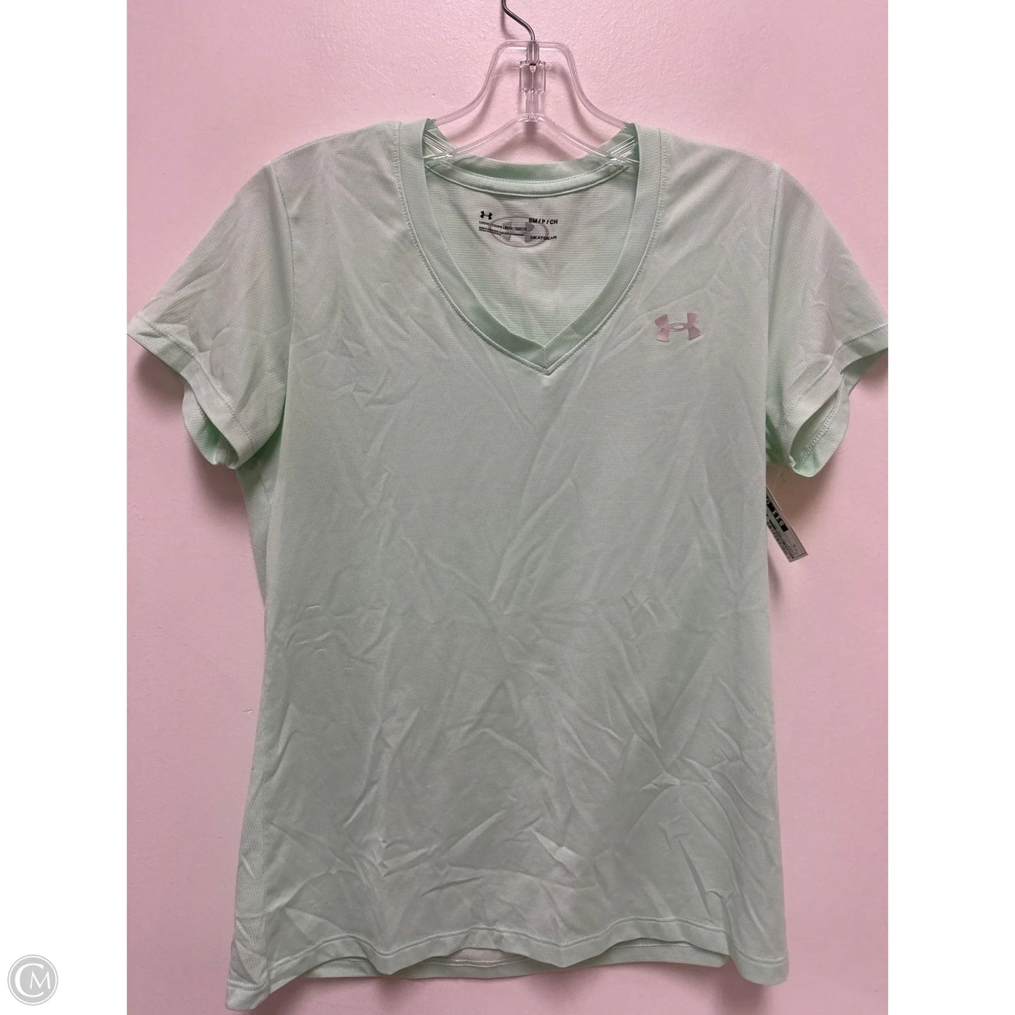 Athletic Top Short Sleeve By Under Armour In Green, Size: S