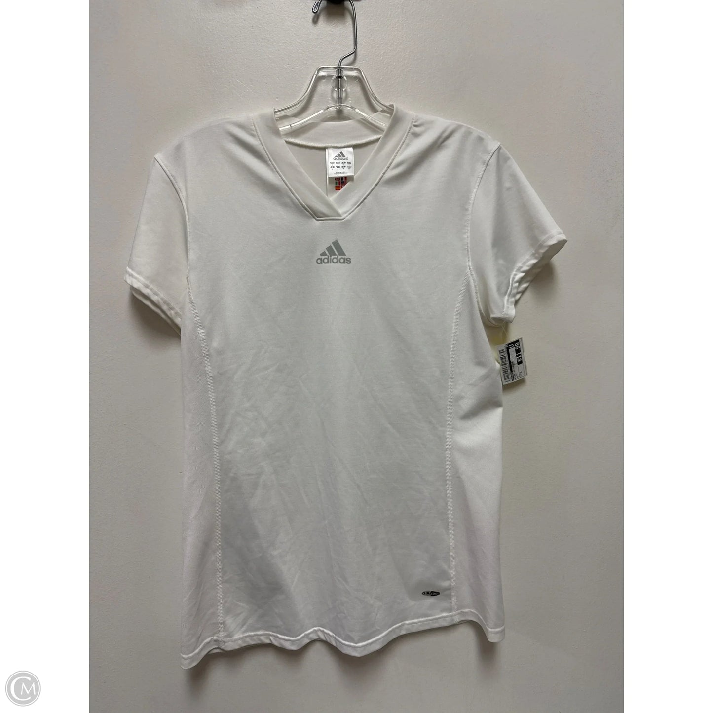 Athletic Top Short Sleeve By Adidas In White, Size: S