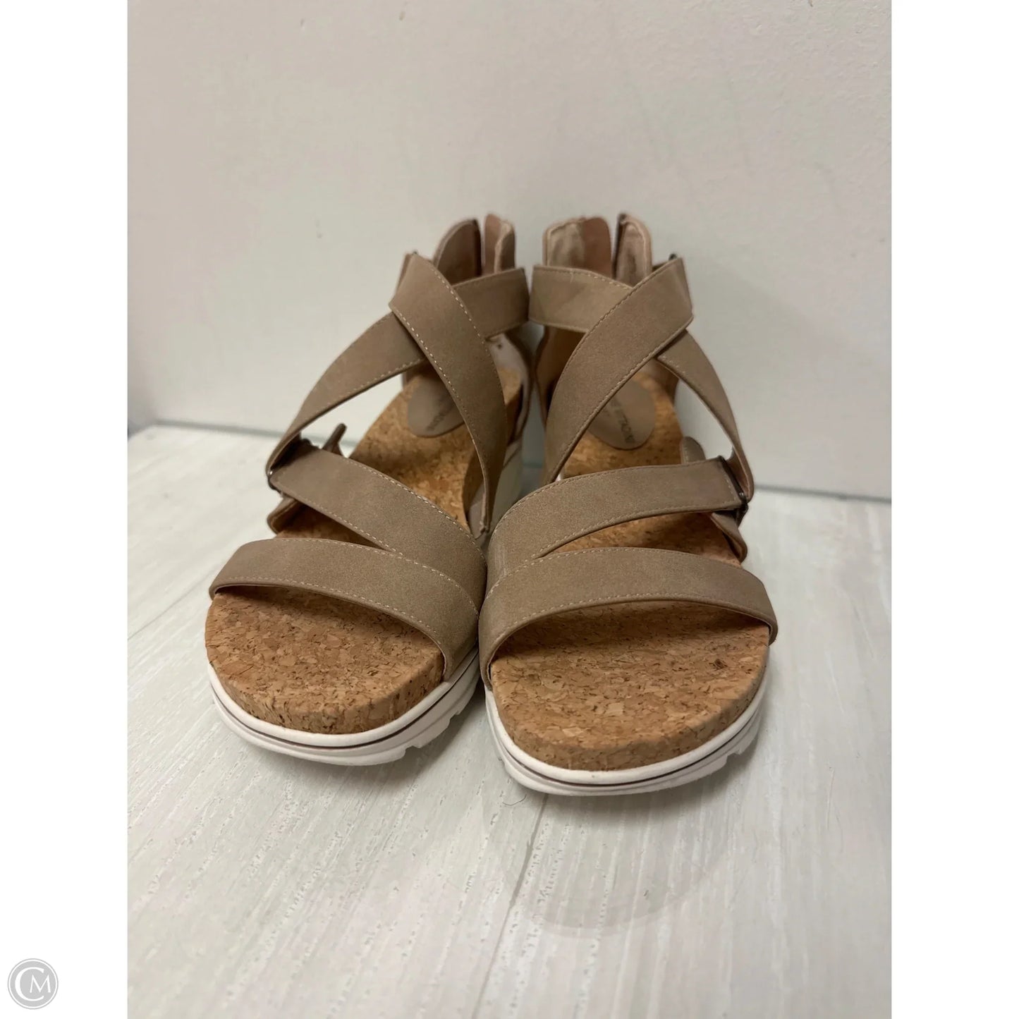 Sandals Heels Wedge By Adrienne Vittadini In Brown, Size: 7.5