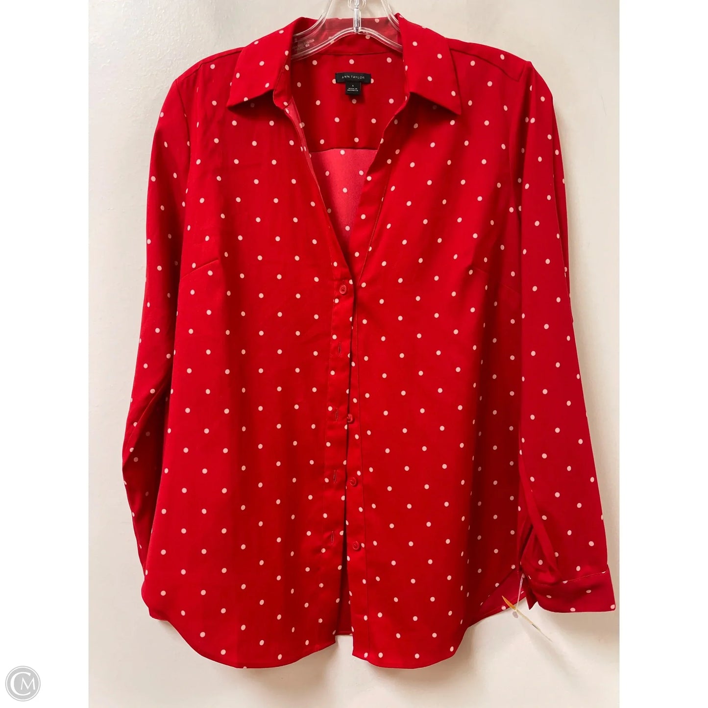 Blouse Long Sleeve By Ann Taylor In Red, Size: S