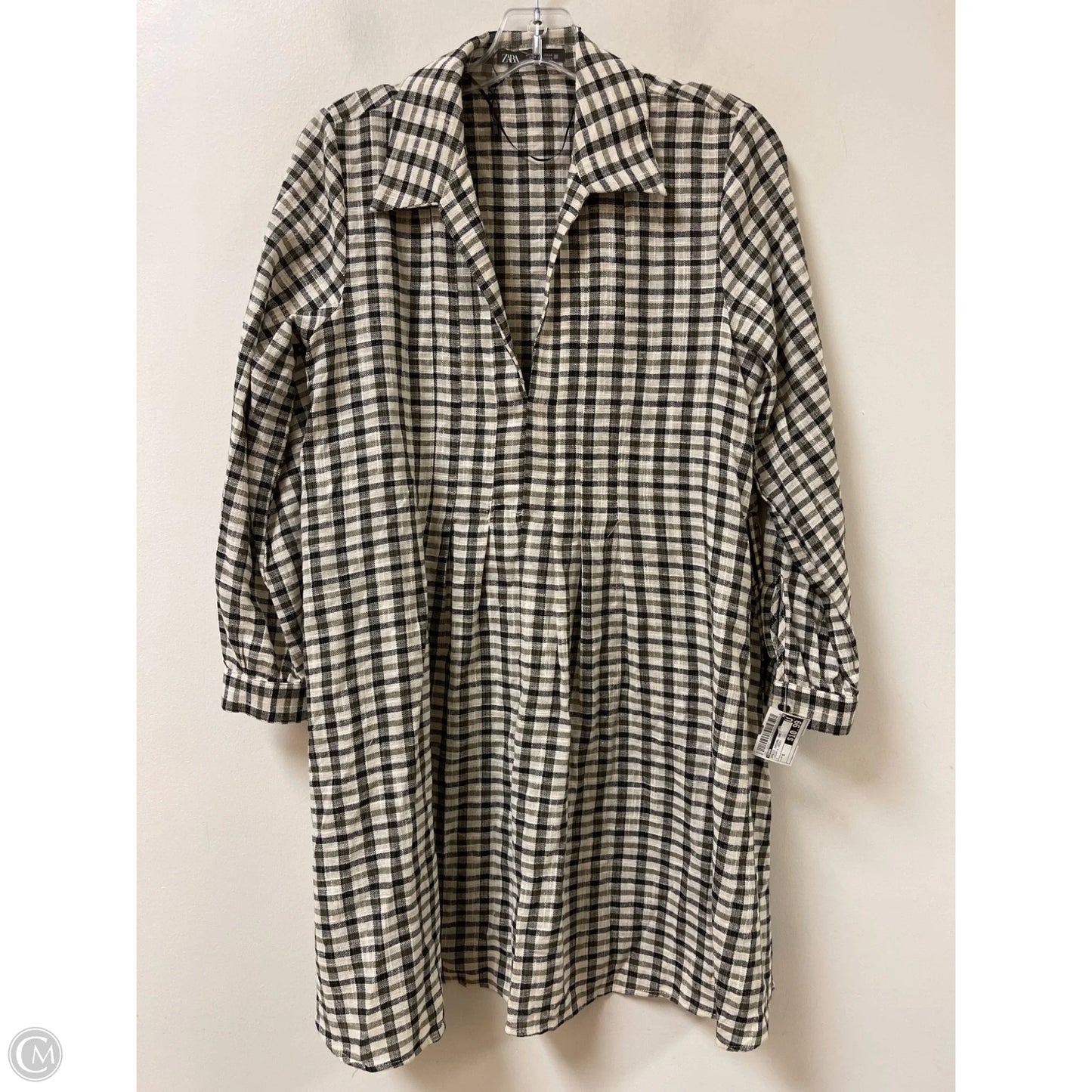 Dress Casual Short By Zara In Cream & Green, Size: S