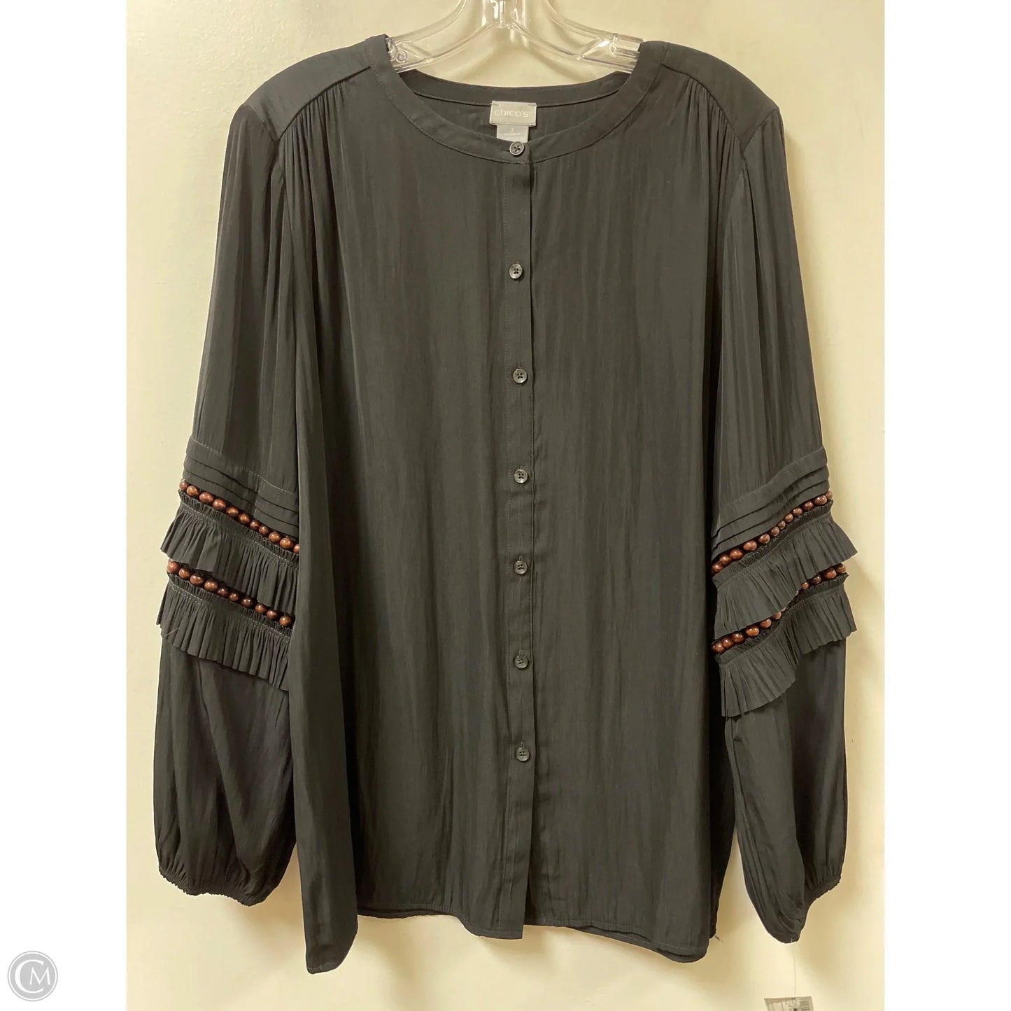 Blouse Long Sleeve By Chicos In Black, Size: L