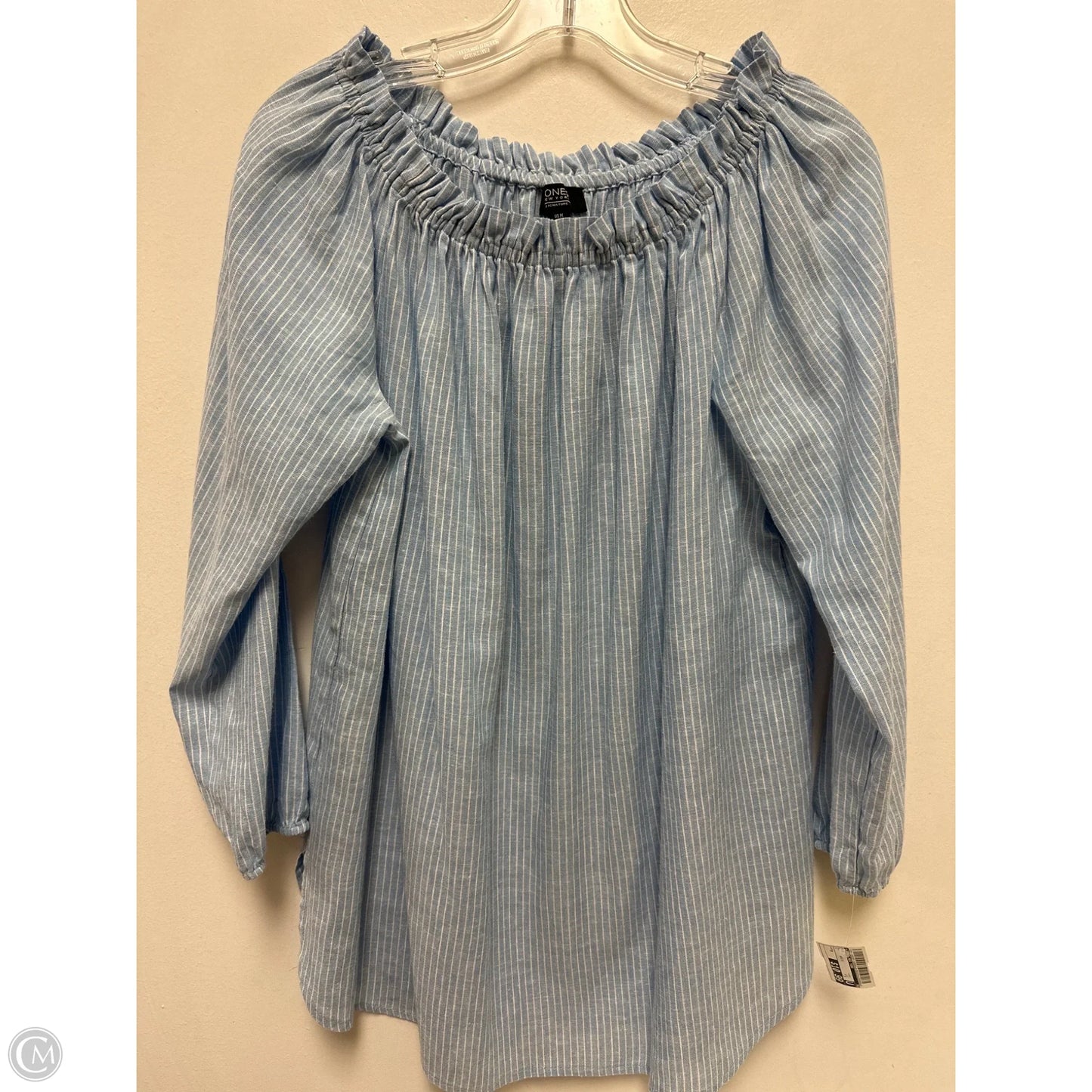 Top Long Sleeve By Jones New York In Blue & White, Size: M