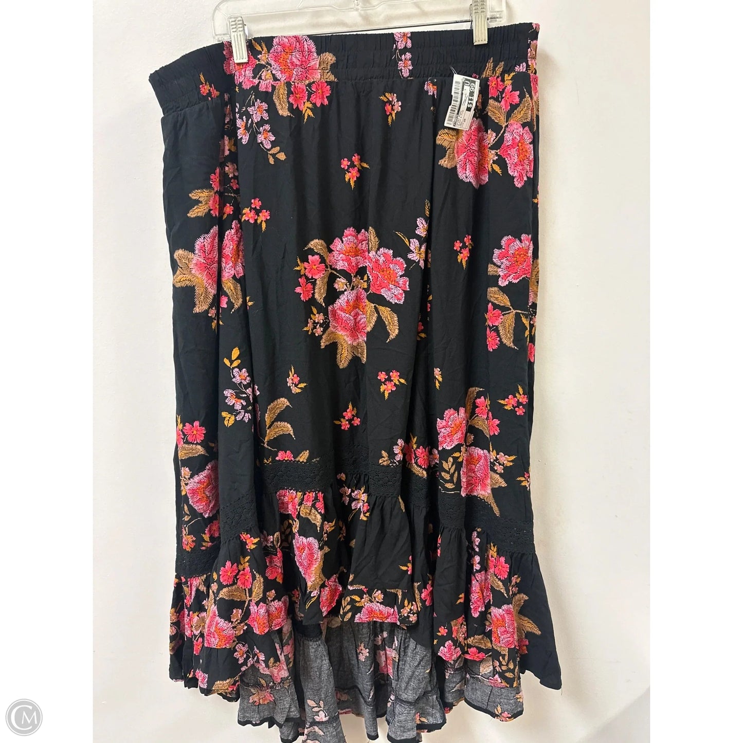 Skirt Midi By Torrid In Black & Pink, Size: 20