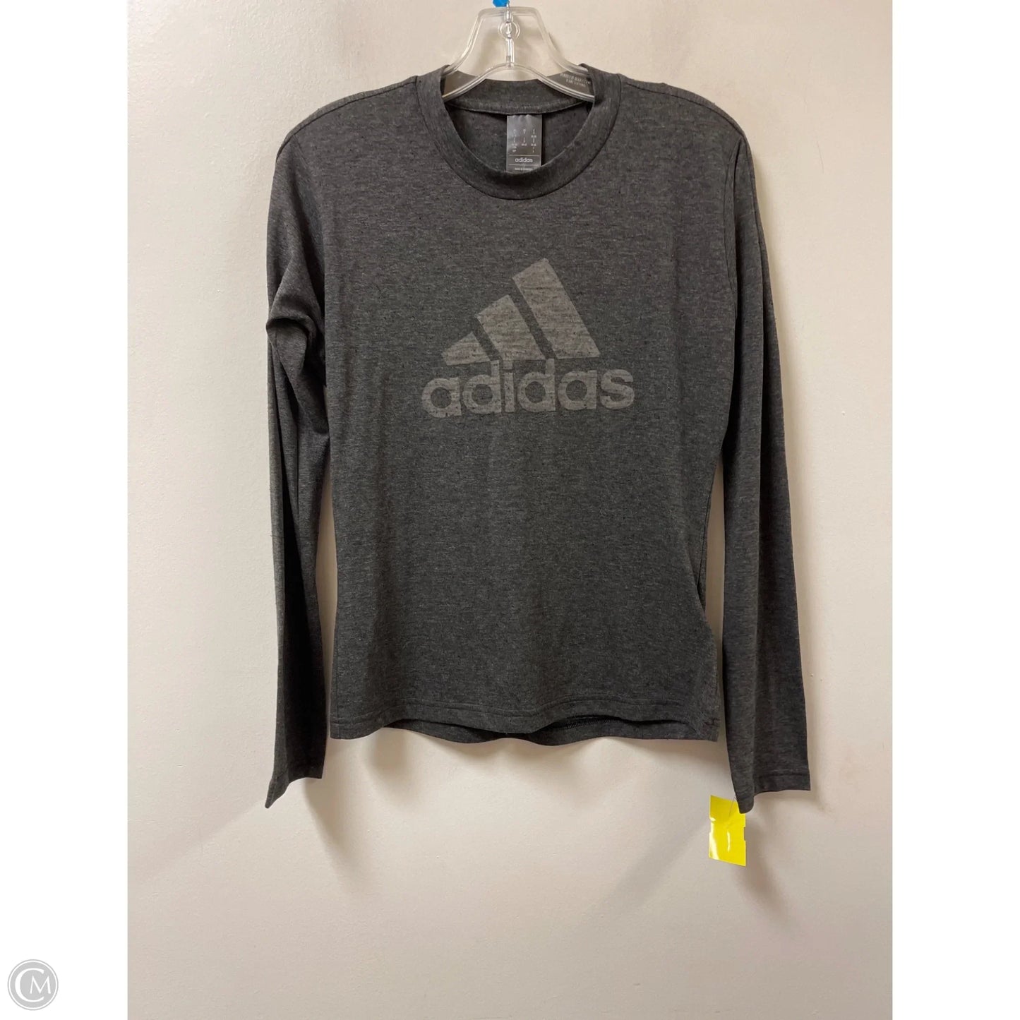 Athletic Top Long Sleeve Collar By Adidas In Grey, Size: S