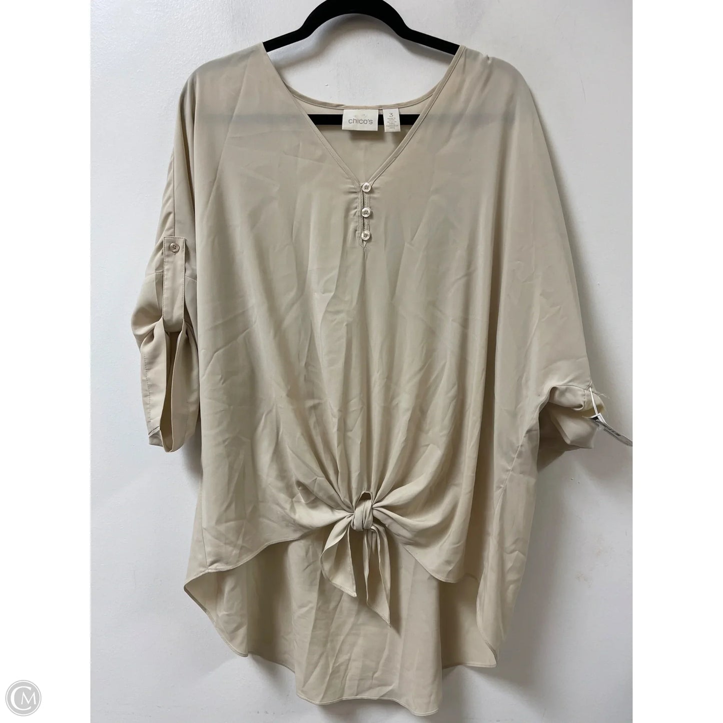 Top Short Sleeve By Chicos In Cream, Size: Xl