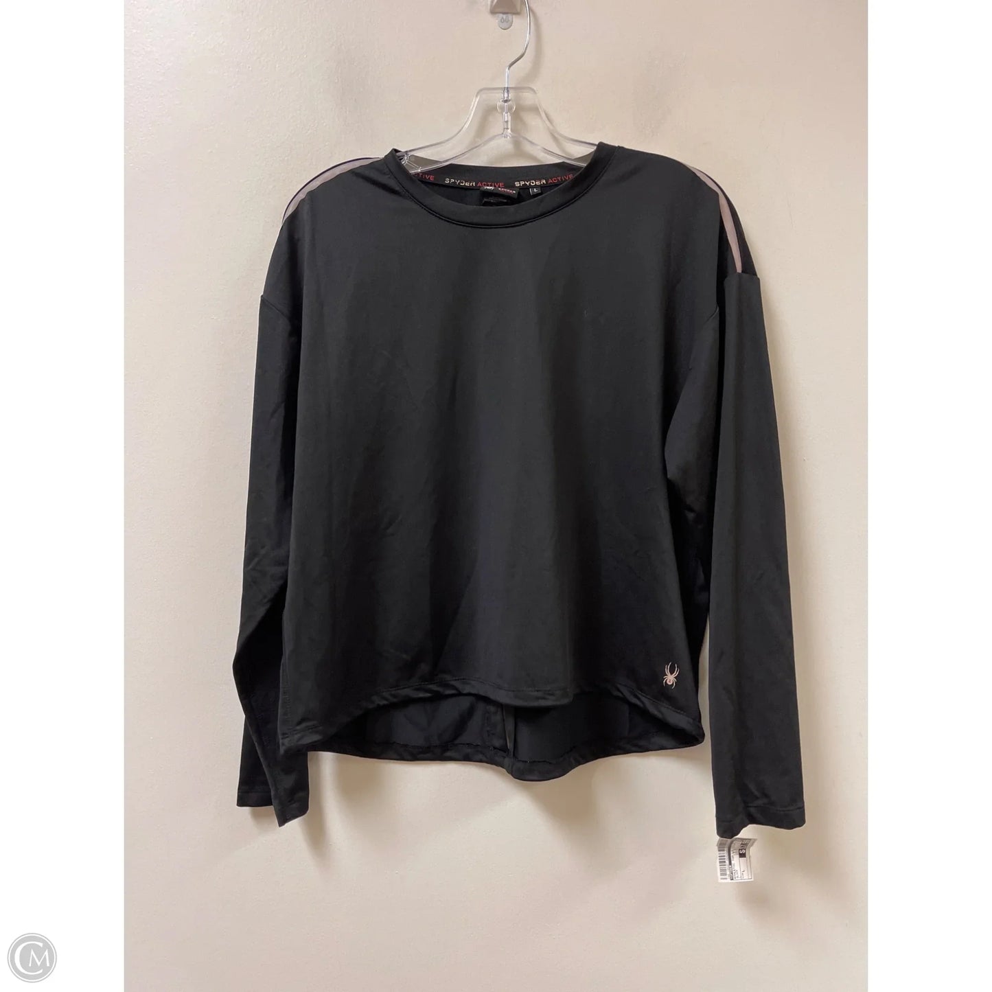 Athletic Top Long Sleeve Collar By Spyder In Black, Size: L