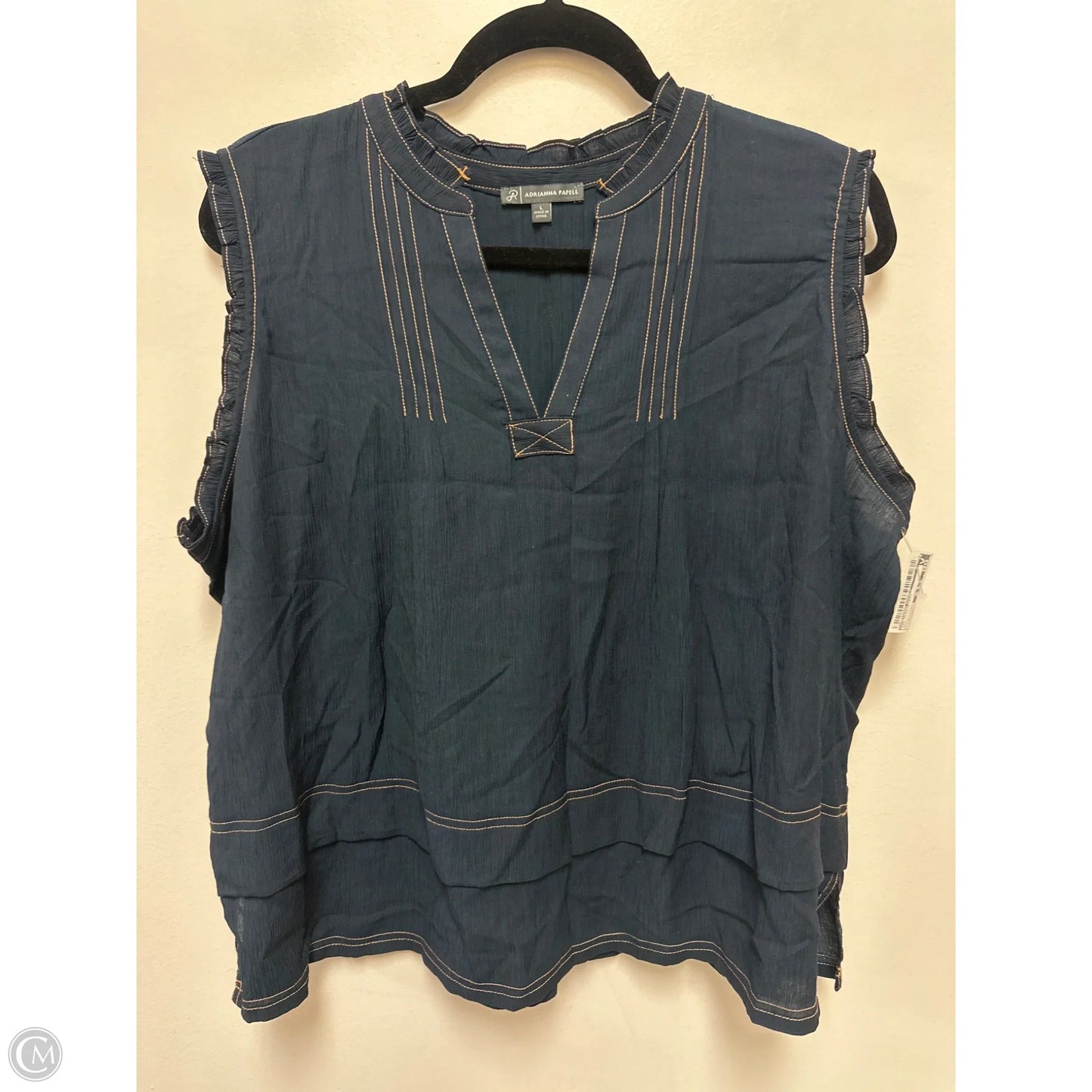 Top Sleeveless By Adrianna Papell In Navy, Size: L