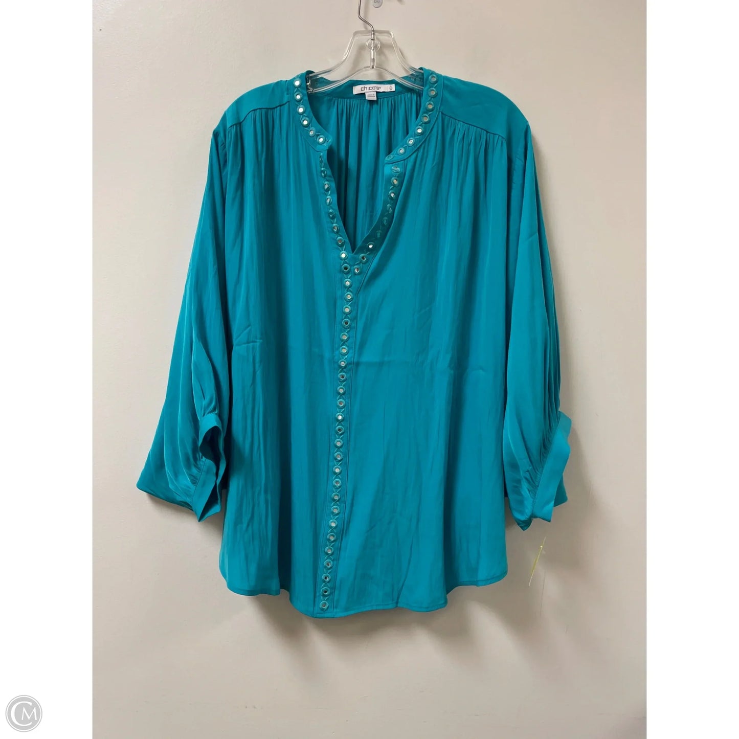 Top Short Sleeve By Chicos In Blue, Size: 1x