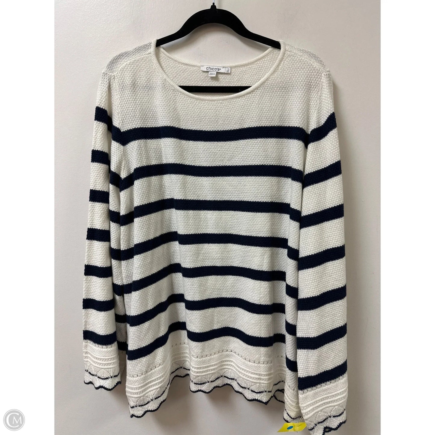Sweater By Chicos In Blue & White, Size: 1x